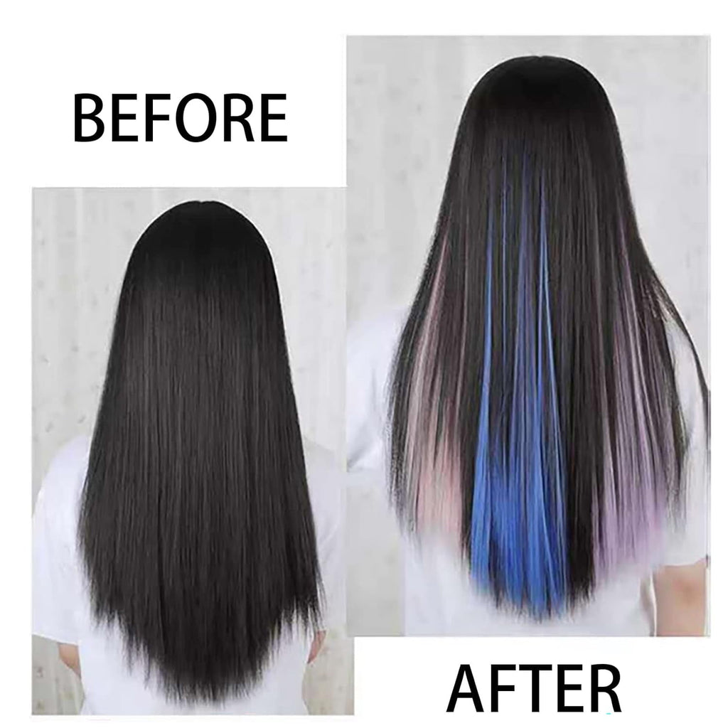 Hair Extension Clips 10pcs in Pure Red 20 Inch Straight Hair Synthetic Fiber Hairpieces for Party - Image 4