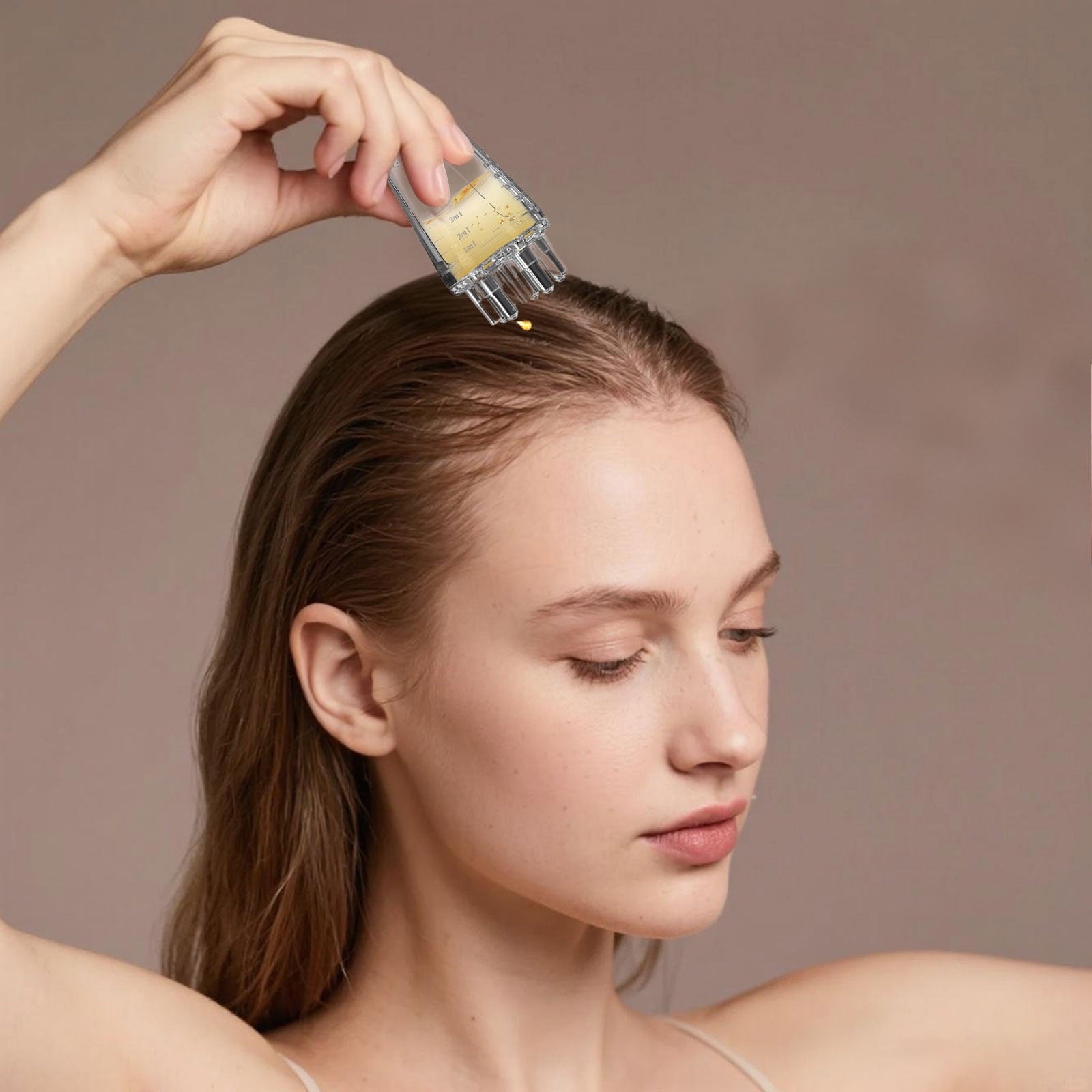Hair Oil Essential Serum Liquid Massager for Hair Growth Mini Root Brush Tool Bottle - Image 2