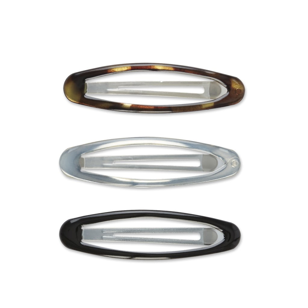 Oval Snap Hair Clips, Multicolor, 3 Count - Image 3