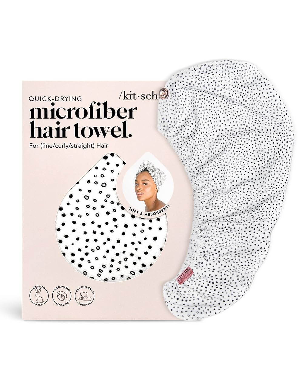 Super Absorbent Microfiber Hair Towel Wrap, Micro Dot, 1 Count - Image 4