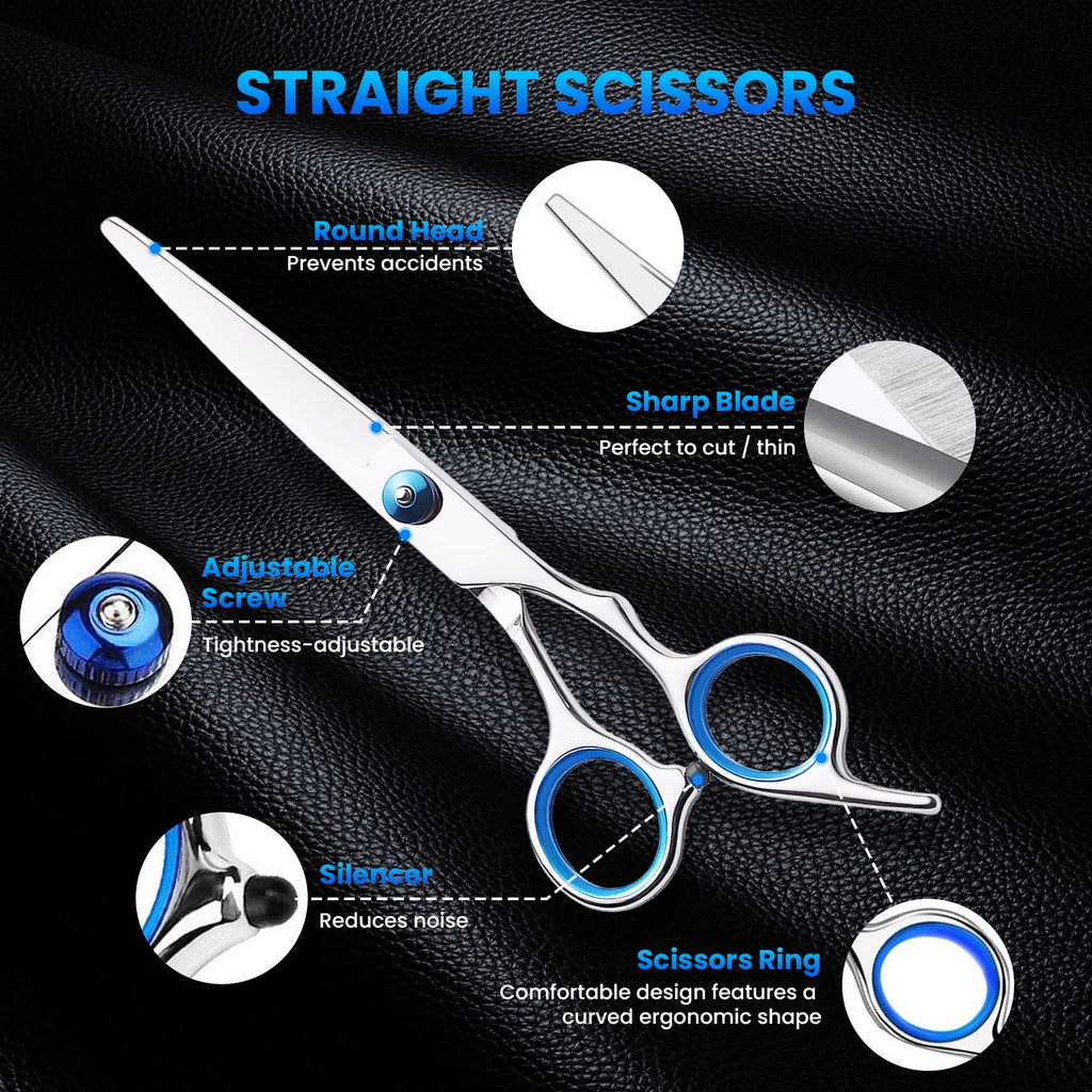 Set - 11 Pcs Professional Stainless Barber dressing Shears Kit with Barber Cape, Kit for Women Men Kids Pet (Silver) - Image 2