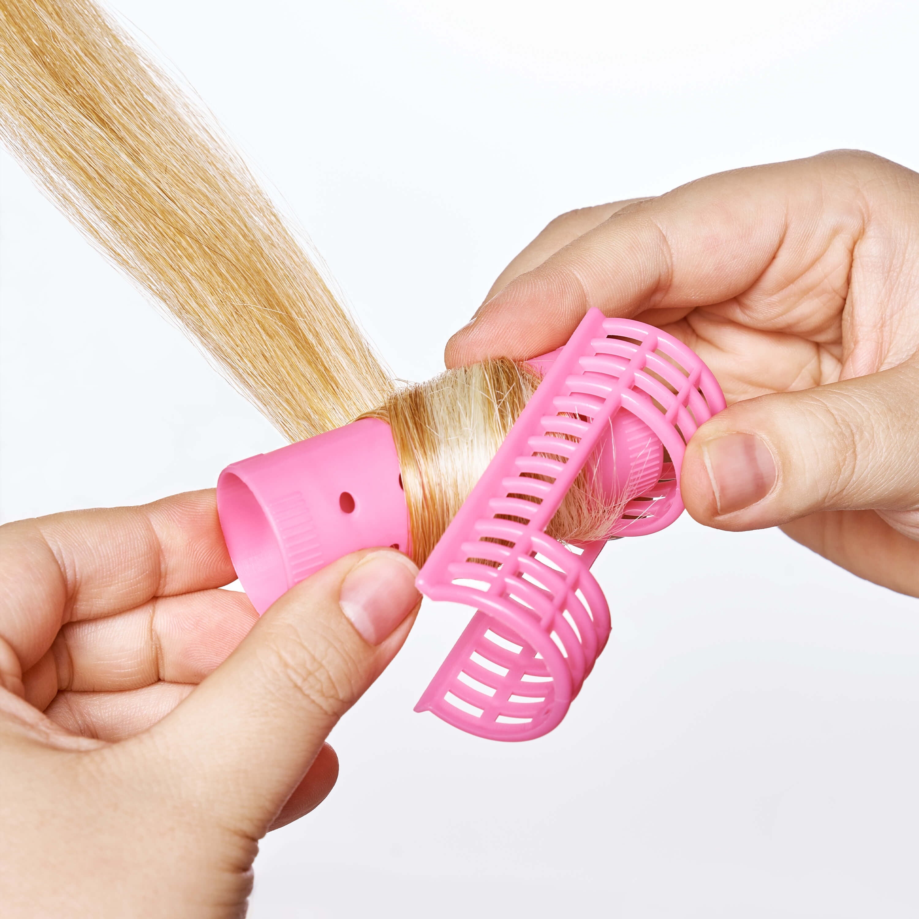 KISS COLORS & CARE Magnetic Snap On Hair Roller, 1 1/8", X-Large, 8 Piece Set, Hot Pink - Image 3