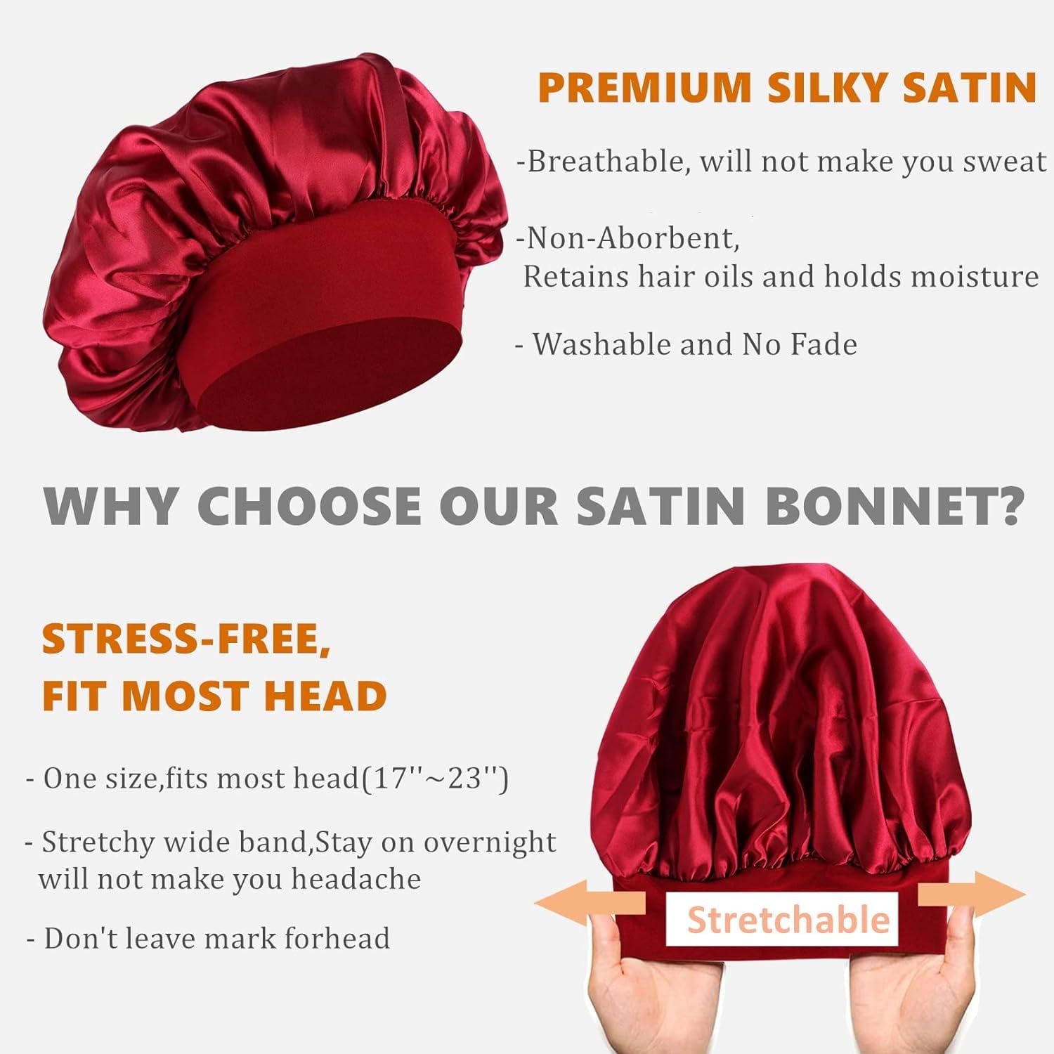 3 PCS Satin Bets for Black Women,Hair Bet for Sleeping, Satin Hair Cap for Curly Hair,Bet for Men,Bets Pack A - Image 5