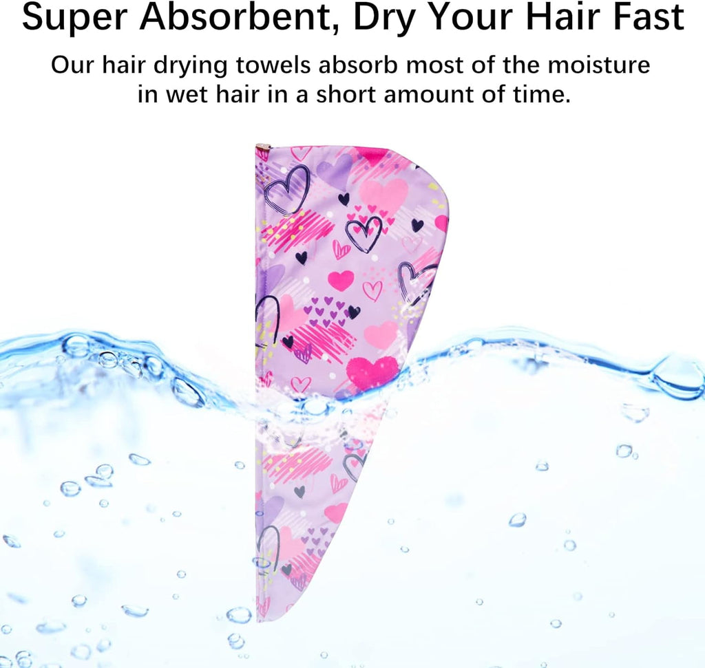4 Pack Microfiber Hair Drying Towel, Super Absorbent Hair Towel Wrap for Kids Girls Women, Fast Drying Hair Turbans f... - Image 4