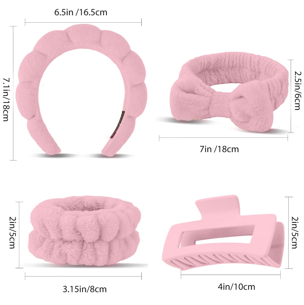 Set with Hair Clips – Puffy Makeup for Women, Face Washing, Facial Mask, Shower Accessories, Gifts for Teen Girls - Image 4