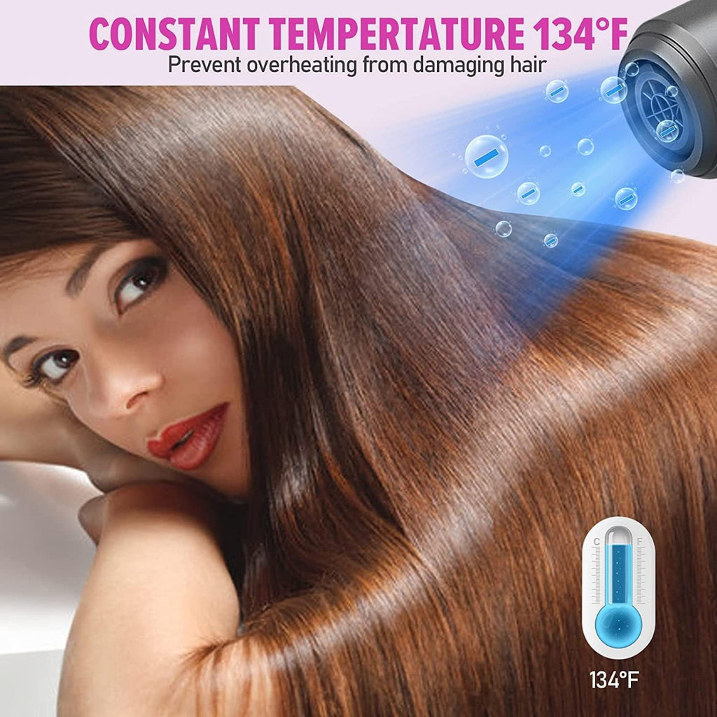 Professional Ionic Hair Dryer, Powerful 1600W Fast Drying Low Noise Blow Dryer with Concentrator Nozzle Diffuser Attachments for Home Salon - Image 5