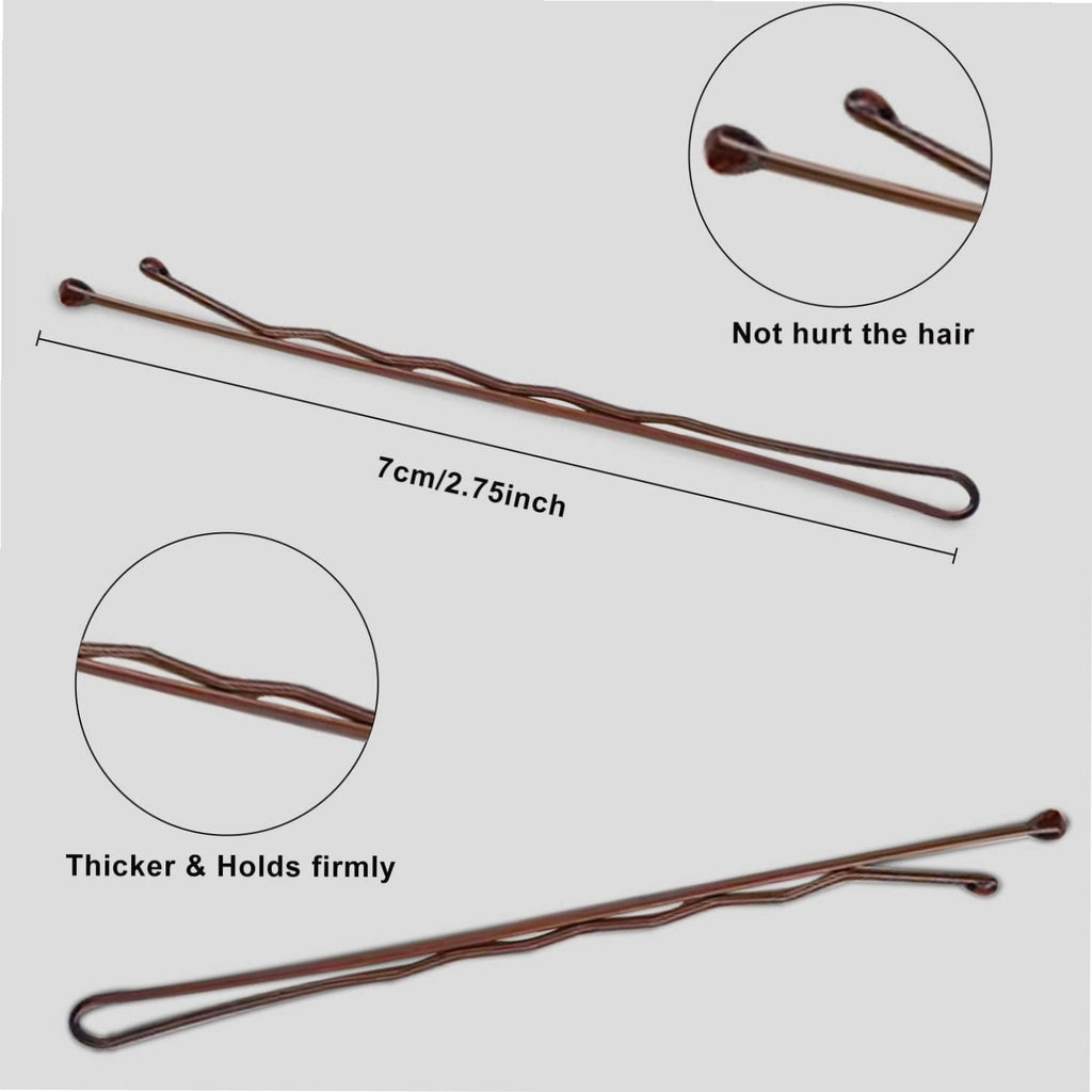 2.75" Large Bobby Pins Brown Extra Long Bobby Pins for Thick Hair Waved Hair Pin for Styling with Box - Image 2