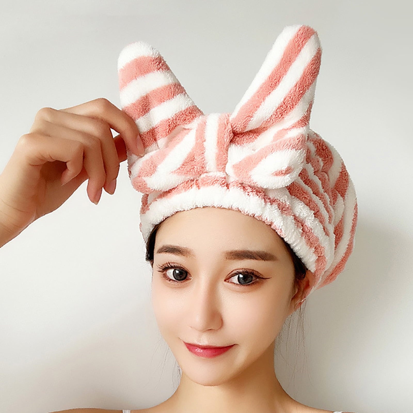 Towel, Microfiber Towels Head wrap with Bow-knot Shower Cap Turban Wrap Bath Cap For Curly Long & Wet gift for women - Image 5