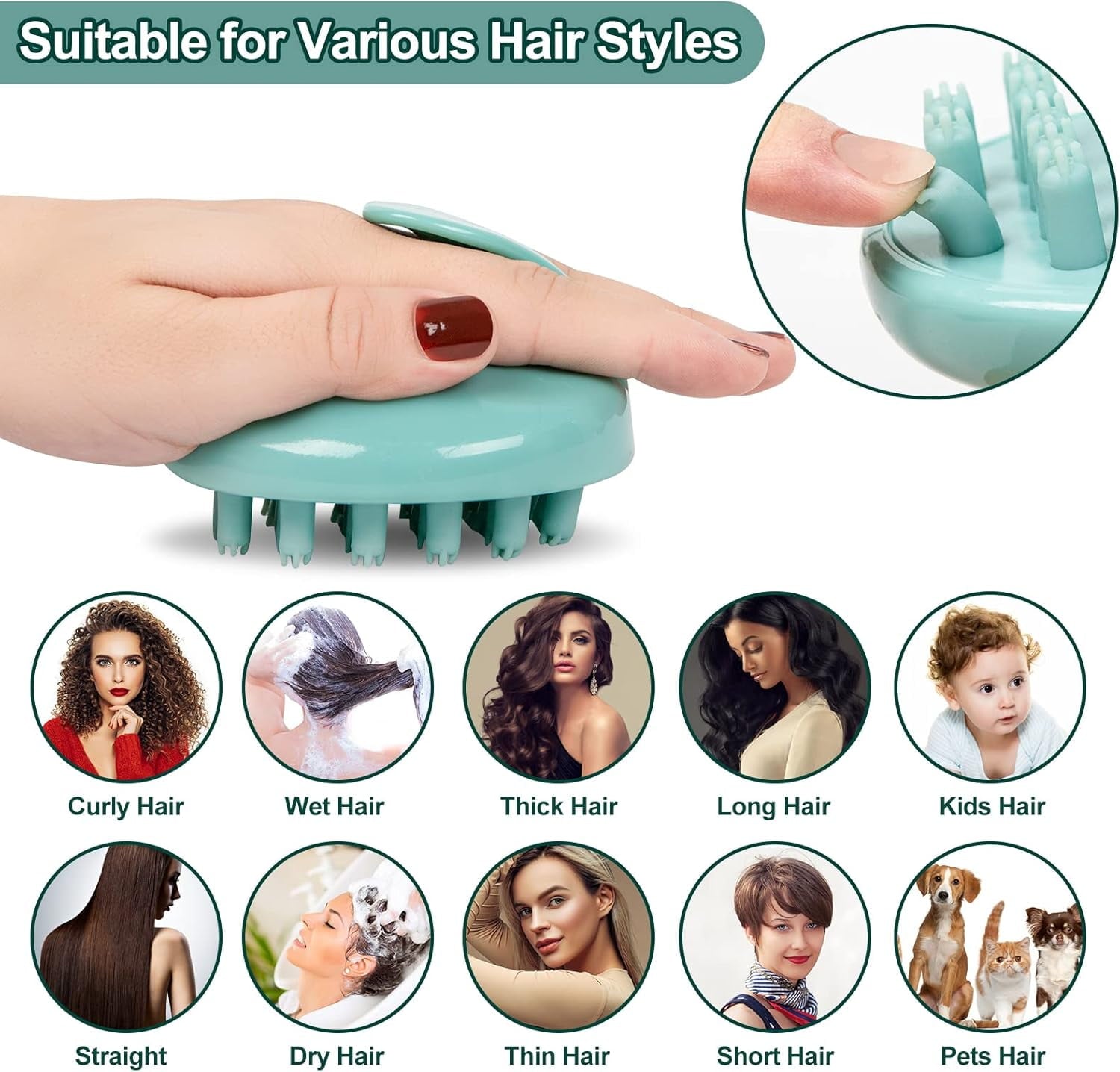 Hair Shampoo Brush with Soft Silicone Head Massager for Cleansing & Dandruff Removal - Image 4