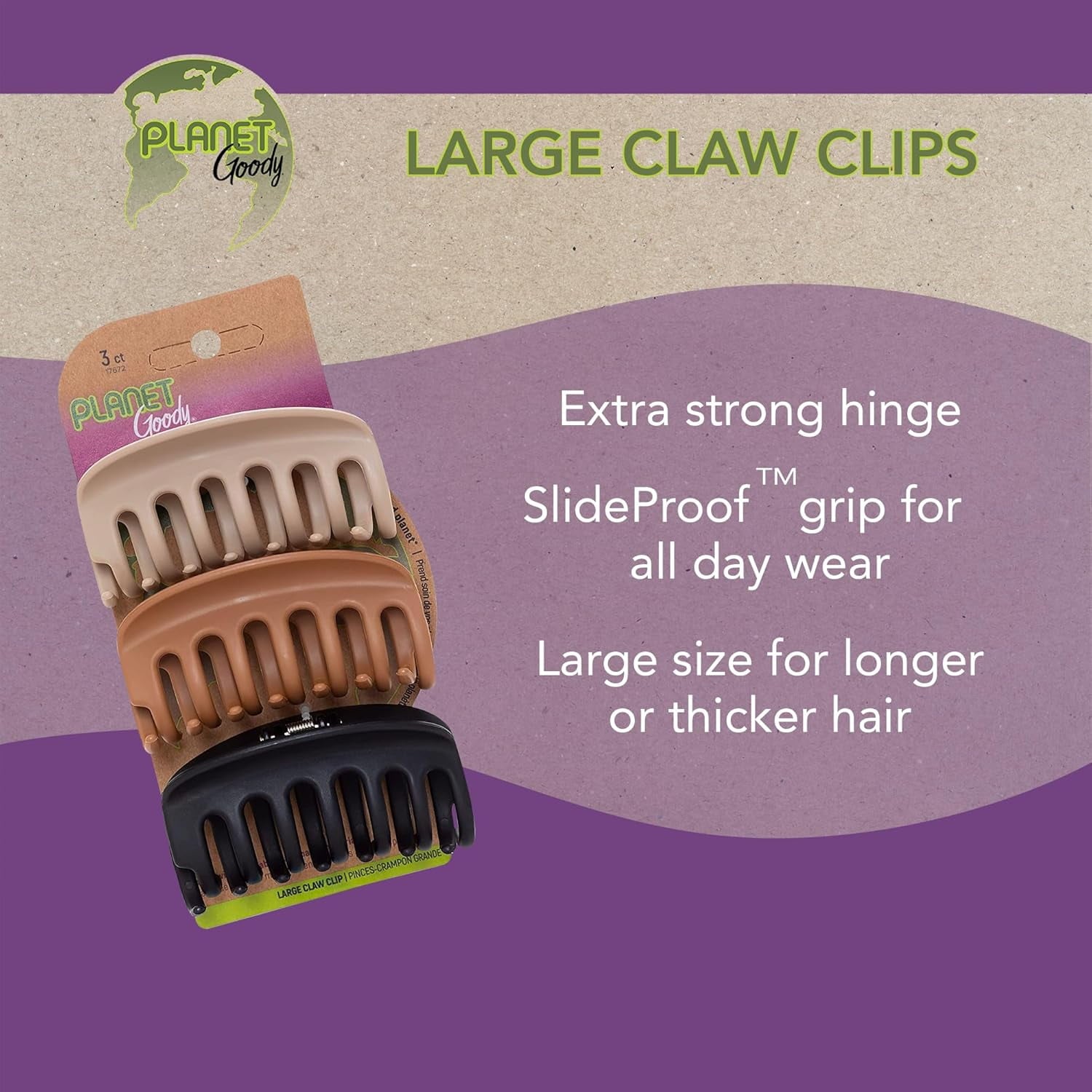 (2 pack) Planet Goody?? Bright Large Claw Clips, 3 CT - Image 3