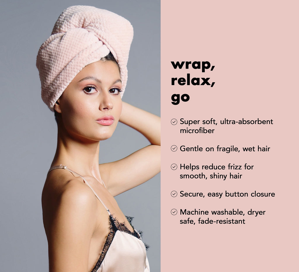 The Hair Edit Smooth & Dry Plush Microfiber Hair Wrap, Pink - Image 3