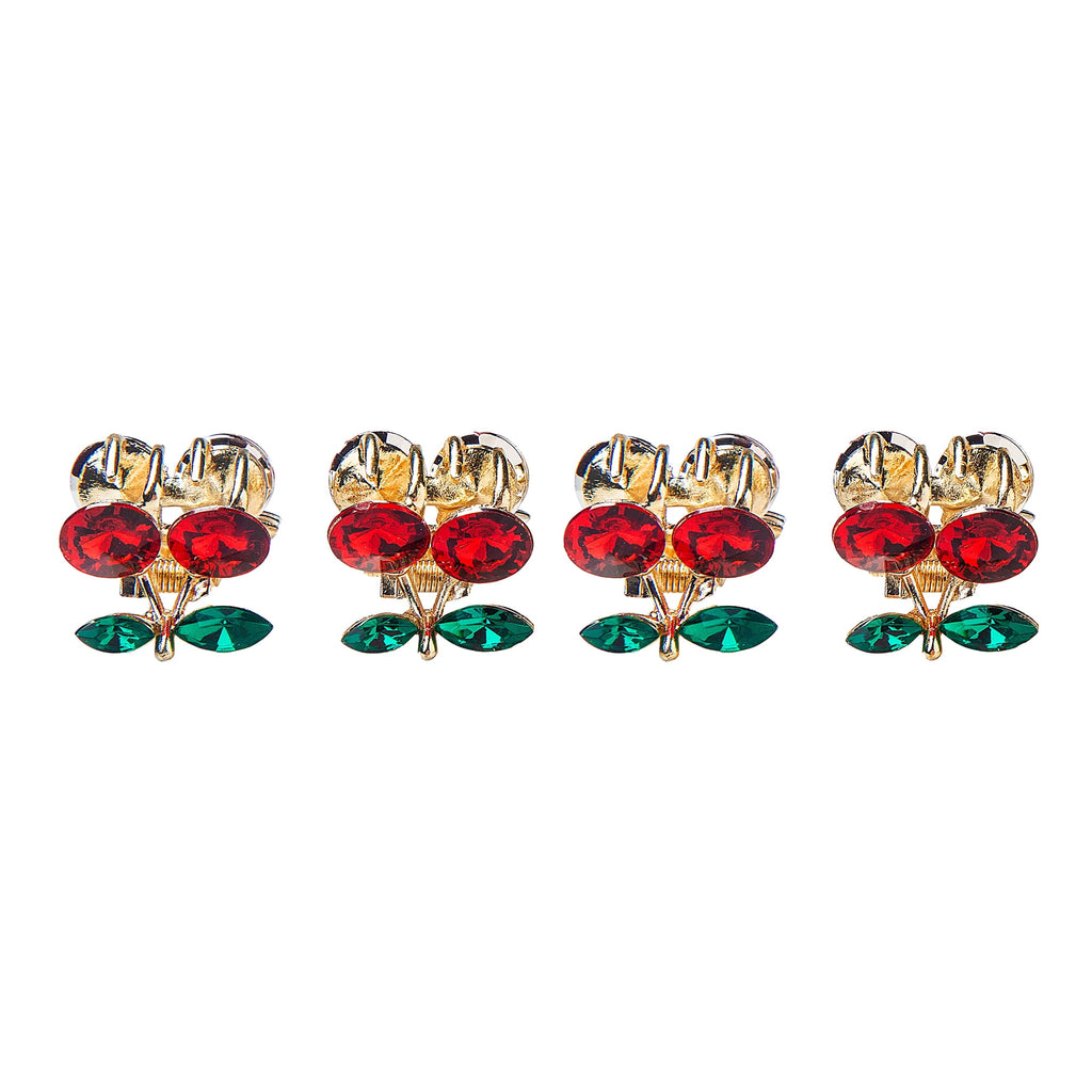 Enchante Small Rhinestone Cherry Claw Hair Clips 4-Pack - Image 4