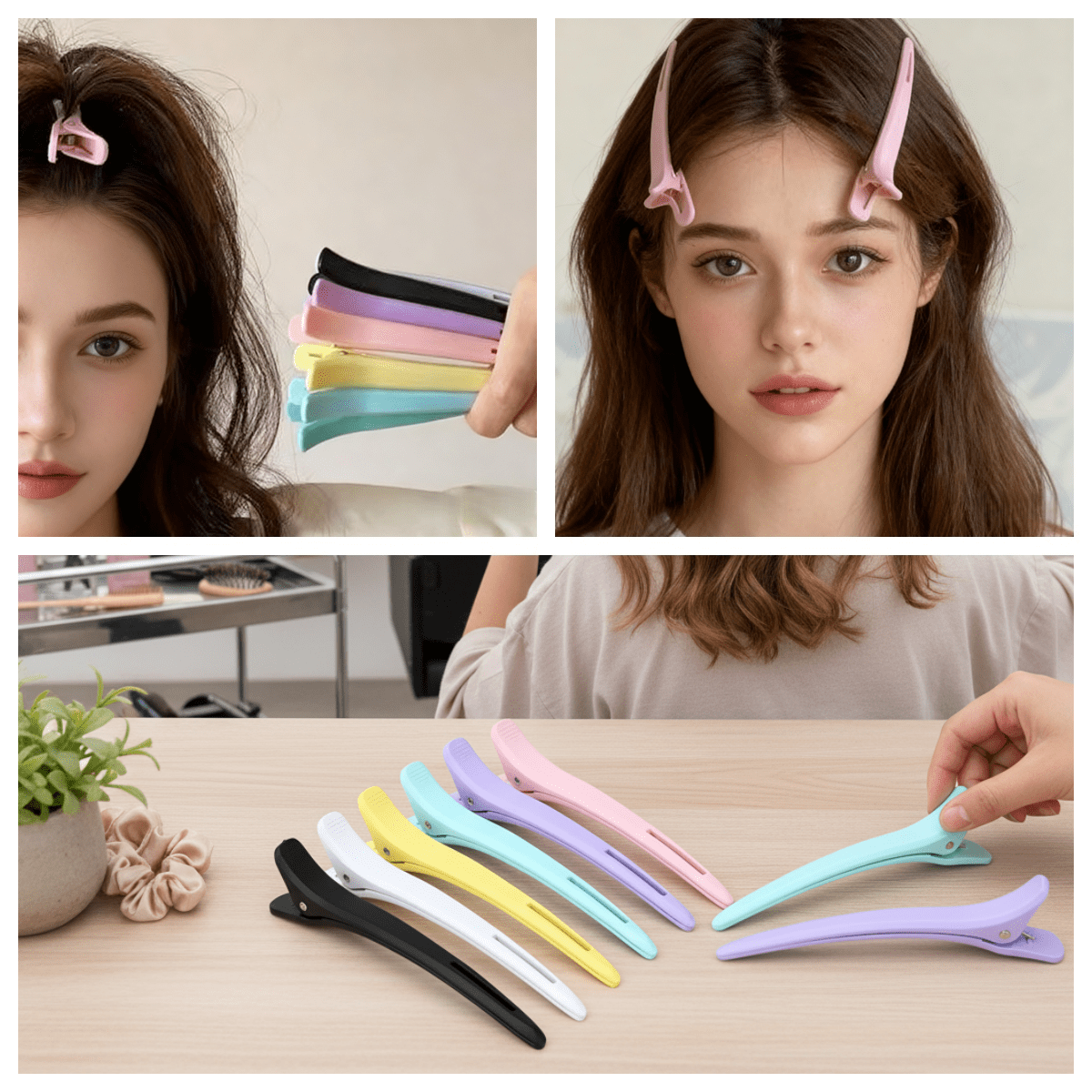 12 Pack Duckbill Hair Clips - Colorful Sectioning Clamps for Hair Cutting, Styling, Updos & Bangs - Lightweight Salon... - Image 4
