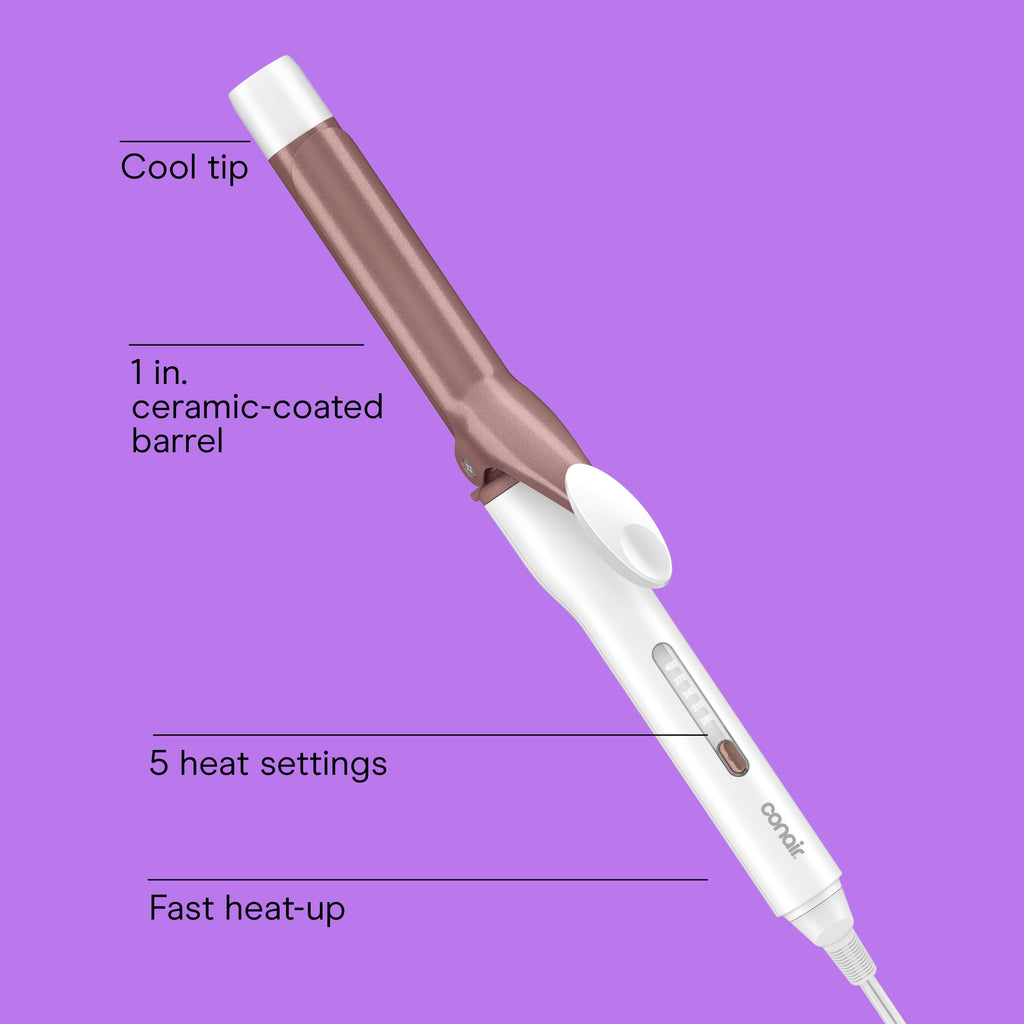 Ceramic Curling Iron, 1” Barrel, Classic Curls, 5 LED Heat Settings, 1 Count - Image 4