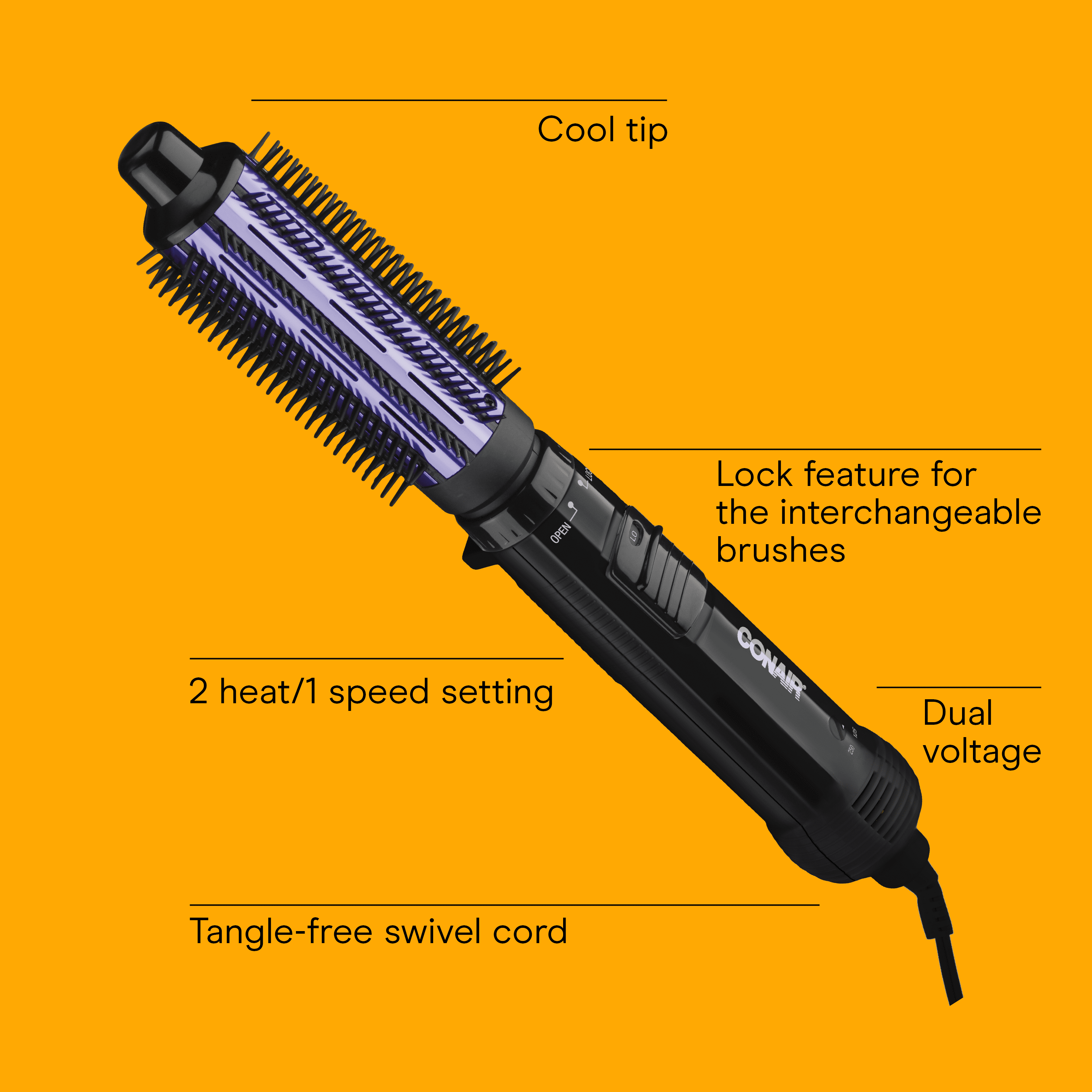Conair Hot Air Styler 2-in-1 Volumizing Brush with Dual Attachments - Image 2