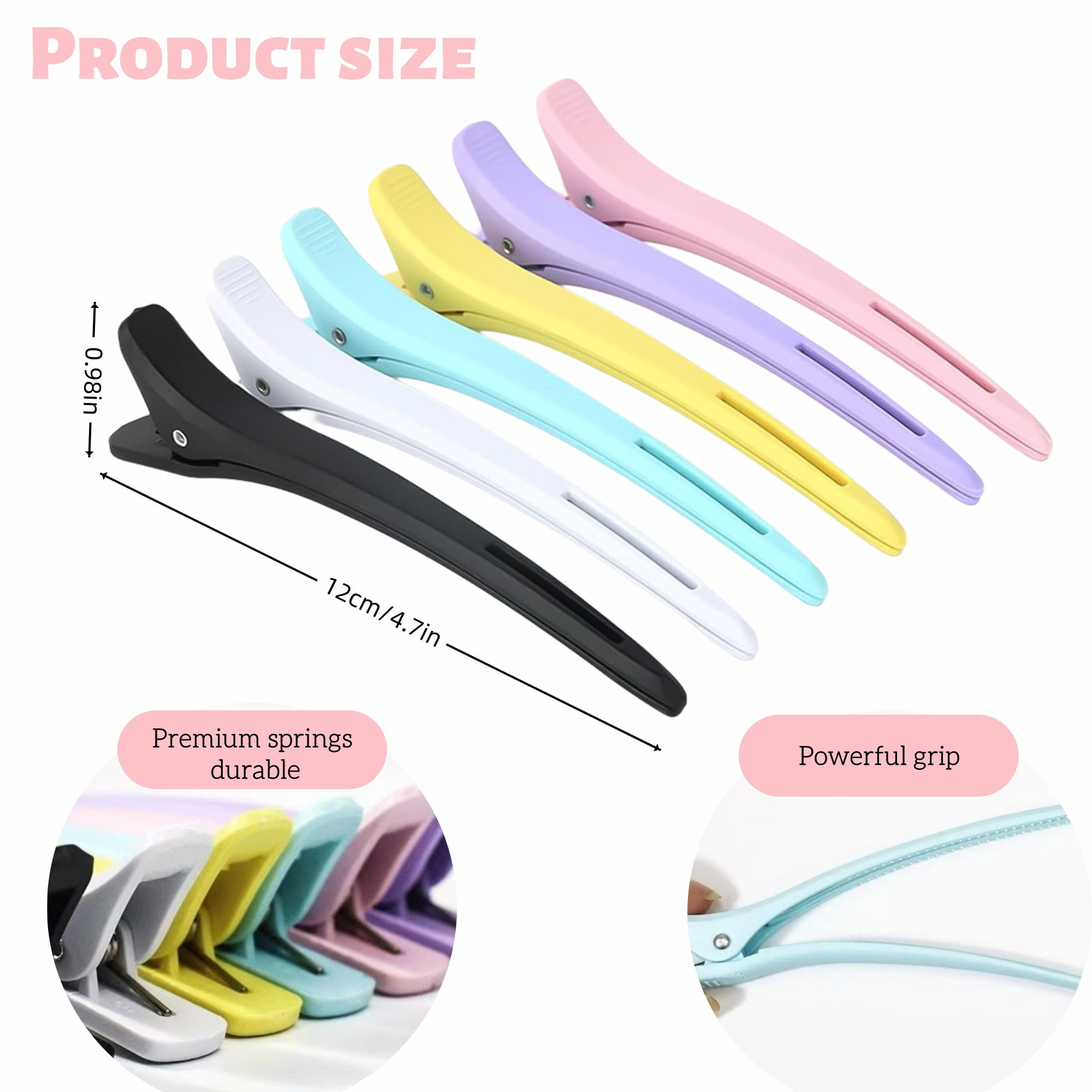 12 Pack Duckbill Hair Clips - Colorful Sectioning Clamps for Hair Cutting, Styling, Updos & Bangs - Lightweight Salon... - Image 2