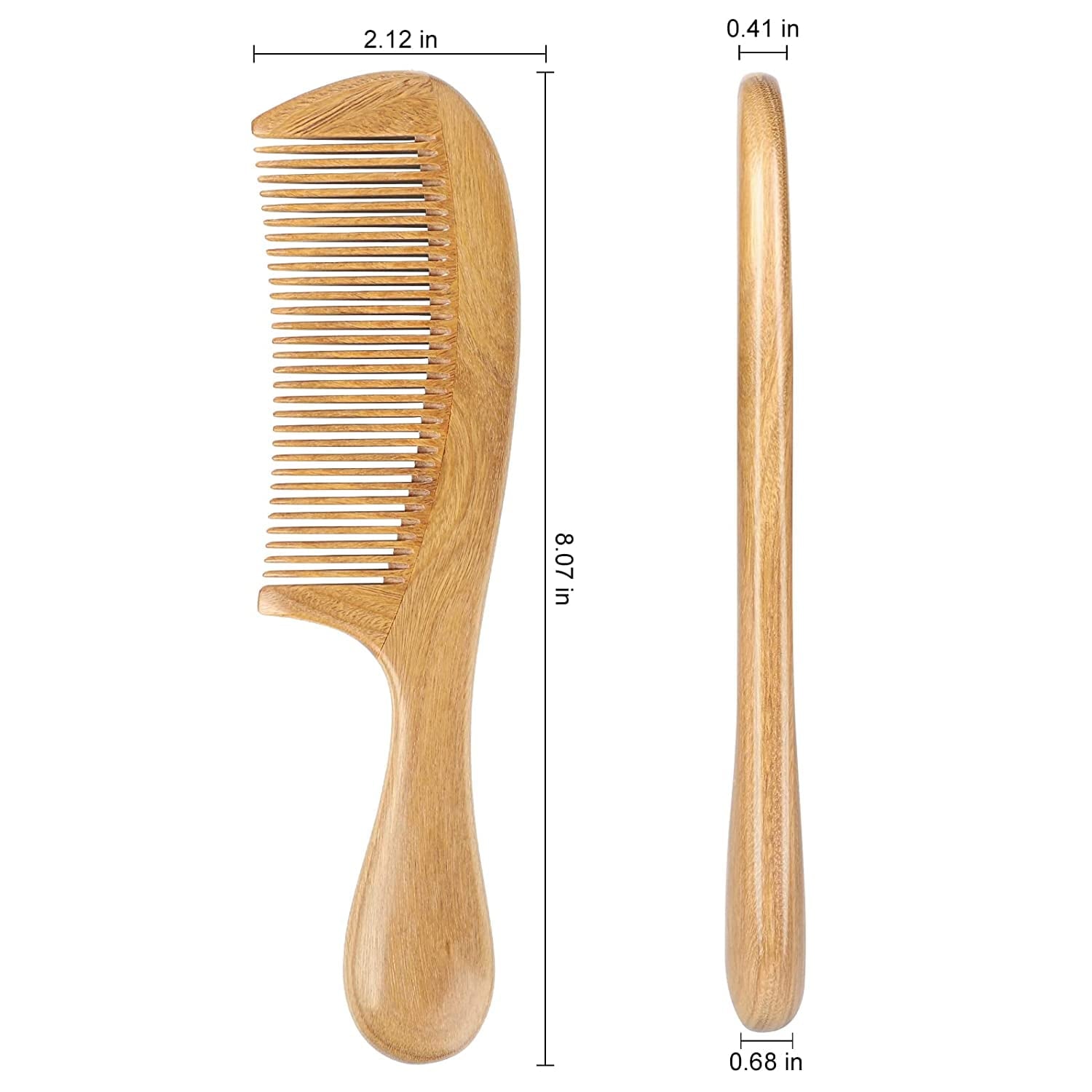 Handmade 100% Natural Green Sandalwood Fine Tooth Wooden Comb for Men Hair, Beard, and Mustache Styling Pocket Comb - Image 2