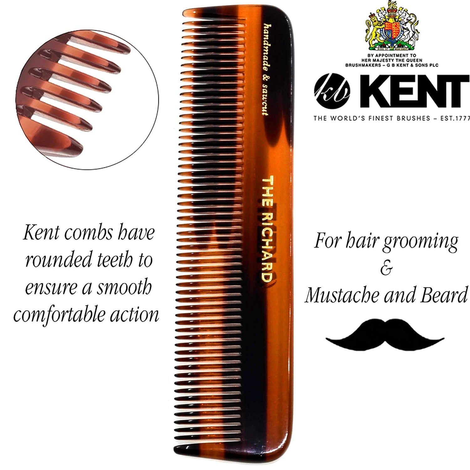 A Handmade All Fine Tooth Saw Cut Beard Comb - Pocket and Travel Comb - Styling Comb or Wet Comb for Fine or Thinning... - Image 6