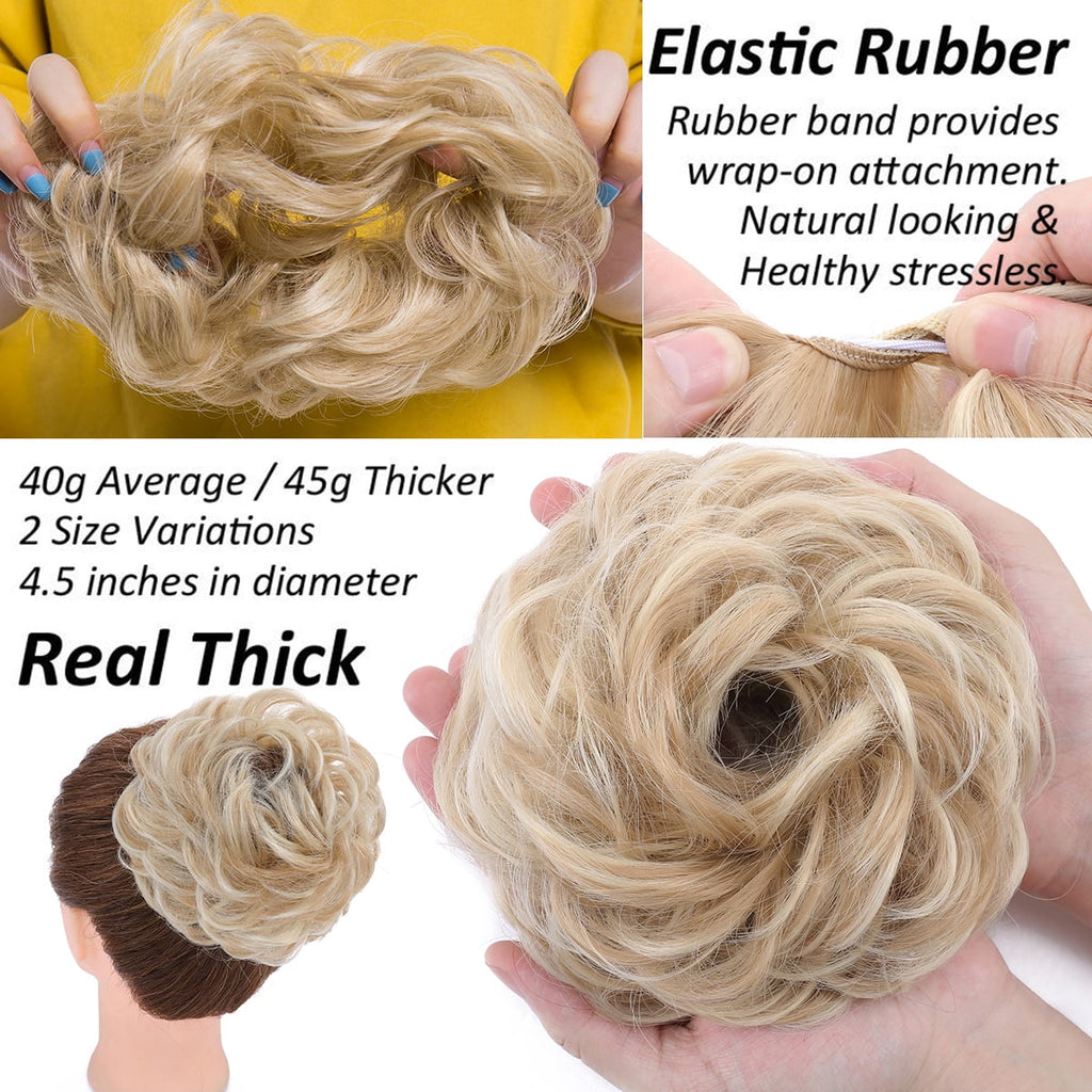 Scrunchies Hair Piece Hair Extensions Synthetic Hair Donut Updo Fake Ponytail Extensions For Women Red/Purple/Blue/Pi... - Image 5