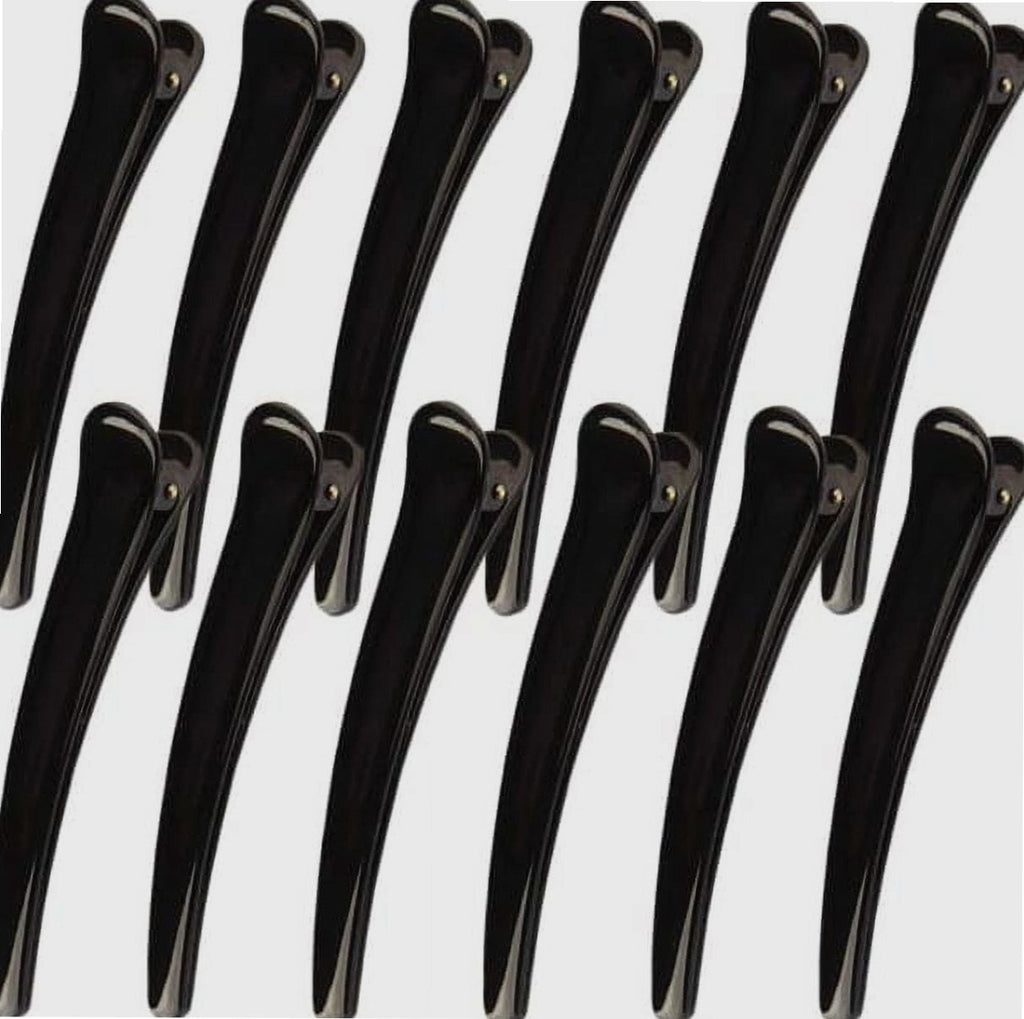 12 Pcs duckbill Plastic Hair Clips for Women Duck Bill Sectioning Clips simple black Hair Clips (3 Inch)