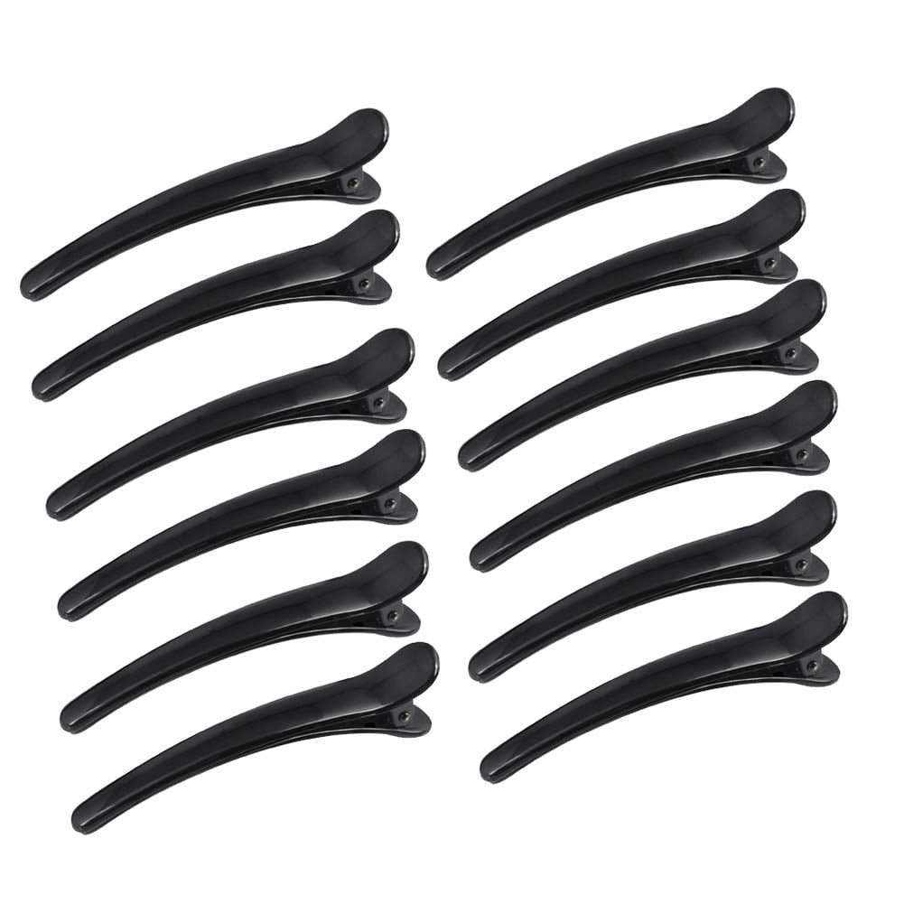12Pcs Black Plastic Hair Styling Clips Duckbill Clips Alligator Clips Professional Salon Hair Clips for Hair Styling ...