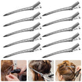 12pcs Clips, Silver Metal Sectioning Clips for Women Girls, Duck Bill Clips for Styling, 3.5''