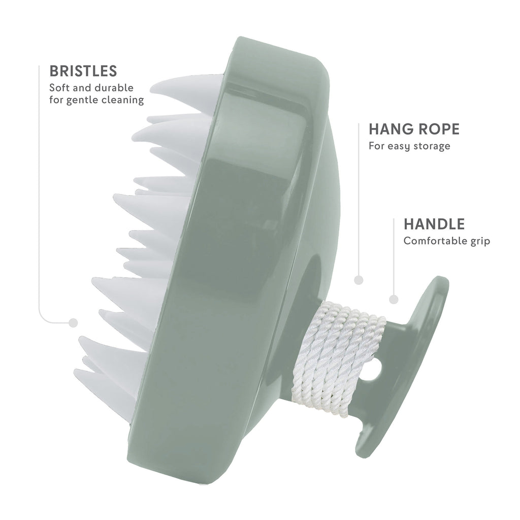 S&T INC. Shampoo Scalp Massager, Silicone Bristles, 3 inch Diameter, 1 Pack, Green with White Bristles - Image 3
