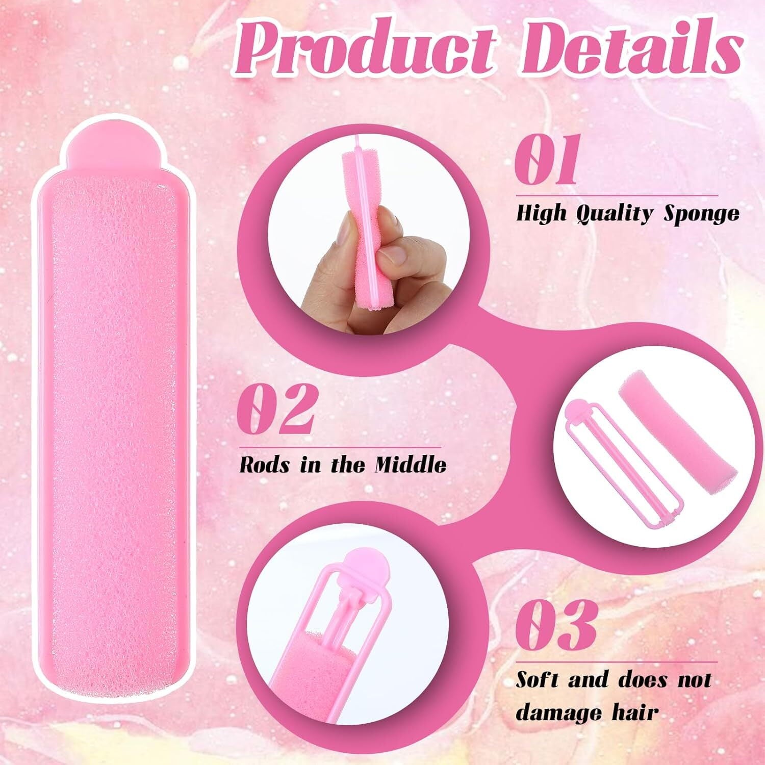 28 Pcs Foam Sponge Hair Rollers,Foam Rollers Hair,Soft Sleeping Curlers,Flexible Sponge Curler for Women Girls,Hairdr... - Image 3