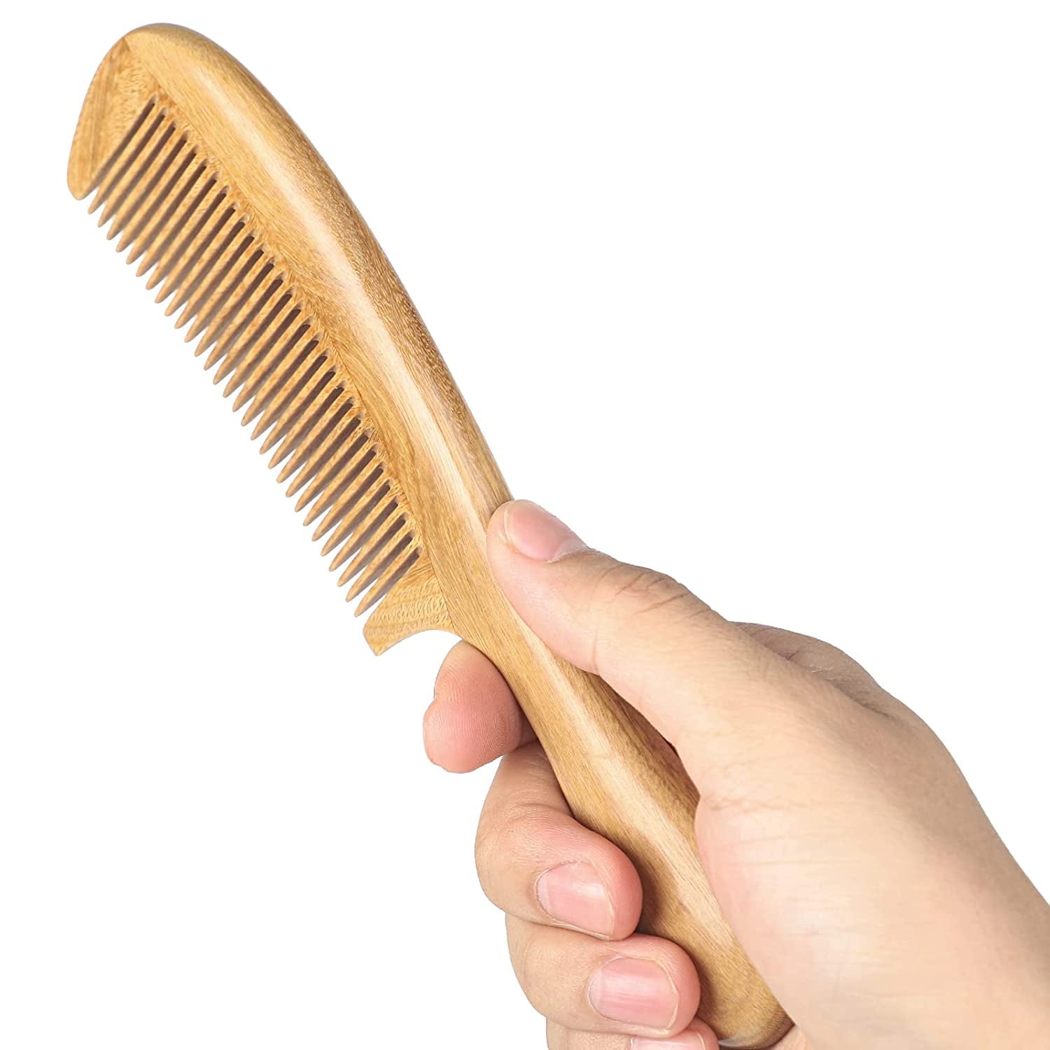 Handmade 100% Natural Green Sandalwood Fine Tooth Wooden Comb for Men Hair, Beard, and Mustache Styling Pocket Comb - Image 3