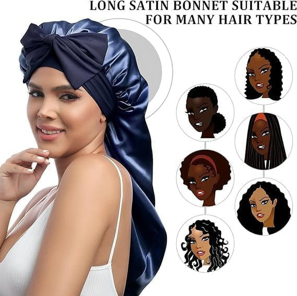 Double Layer Reversible Silk for Hair Women Sleeping Cap with Tie Band - Image 4