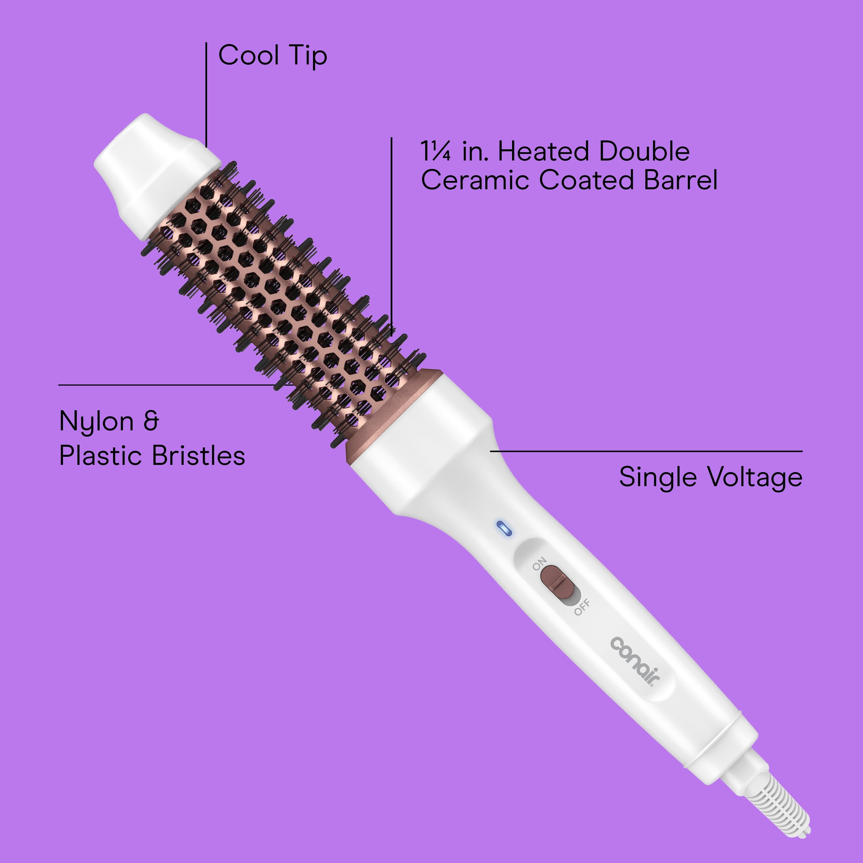 Ceramic Curling Thermal Brush, 1 Barrel, 5 LED Heat Settings, 1 Count - Image 2