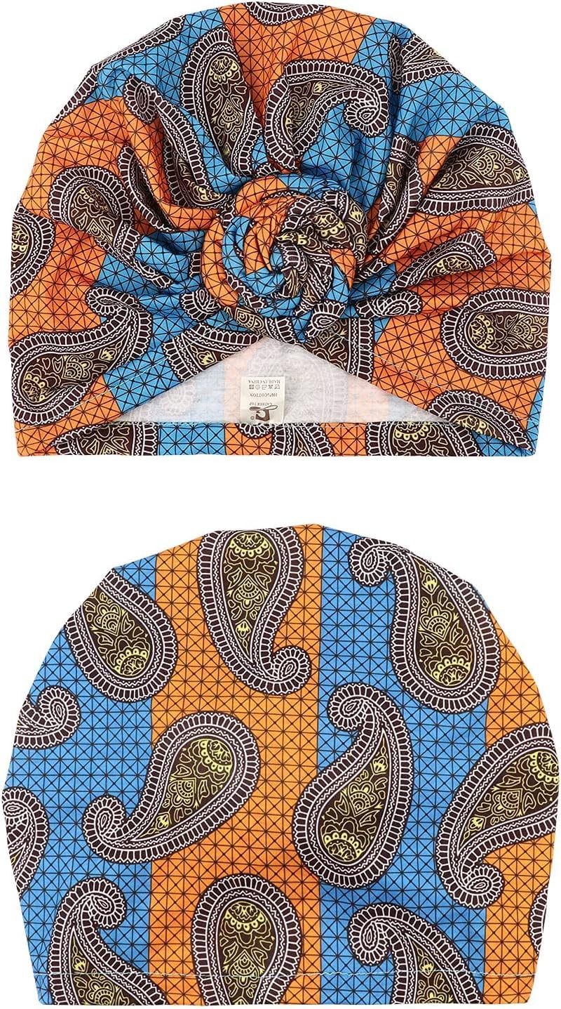 6 Pack Women Turbans African Pattern Knot Headwrap Bohemian Print Pre Tied Flower Knot Bet Hat for Women Girls - Image 3