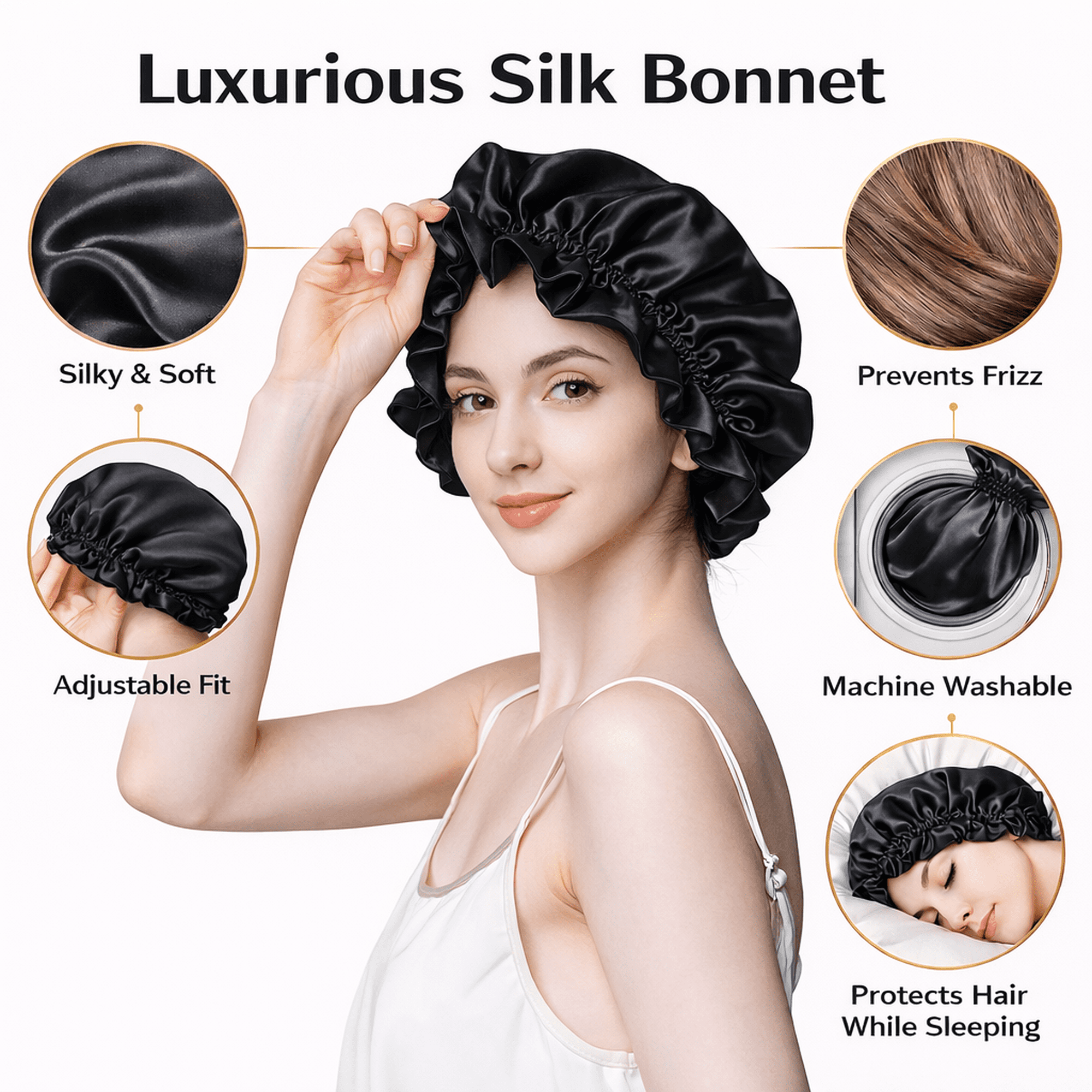 100% Mulberry Silk Reversible Sleep Bonnet – 22 Momme, Double-Sided Silk Hair Wrap & Night Cap for Women - Image 2