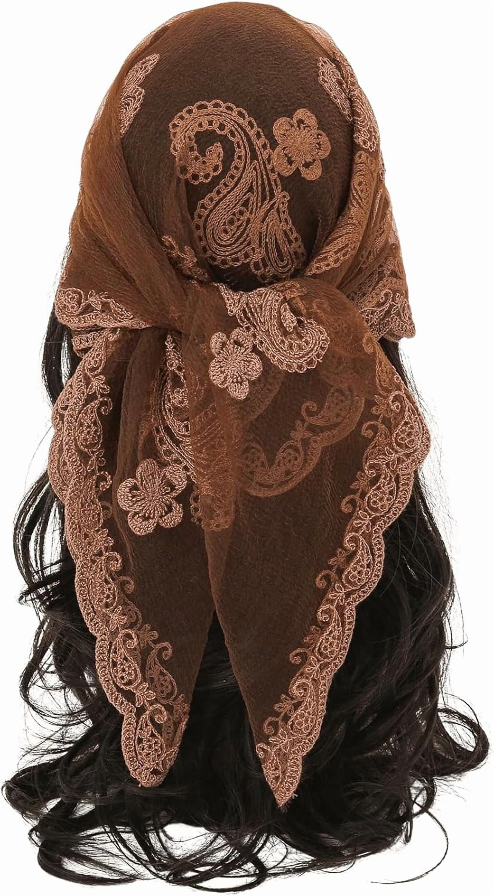 Women's Flower Embroidery Hair Scarf Headband Sheer Lace Hair Bandana - Image 6