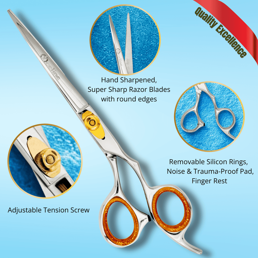 Hair Cutting Scissors, 7 inch, Silver, Professional Japanese Stainless Steel Barber Shears, Razor Sharp Blades, Blunt Tips [Oceline(Xmedix)] - Image 3