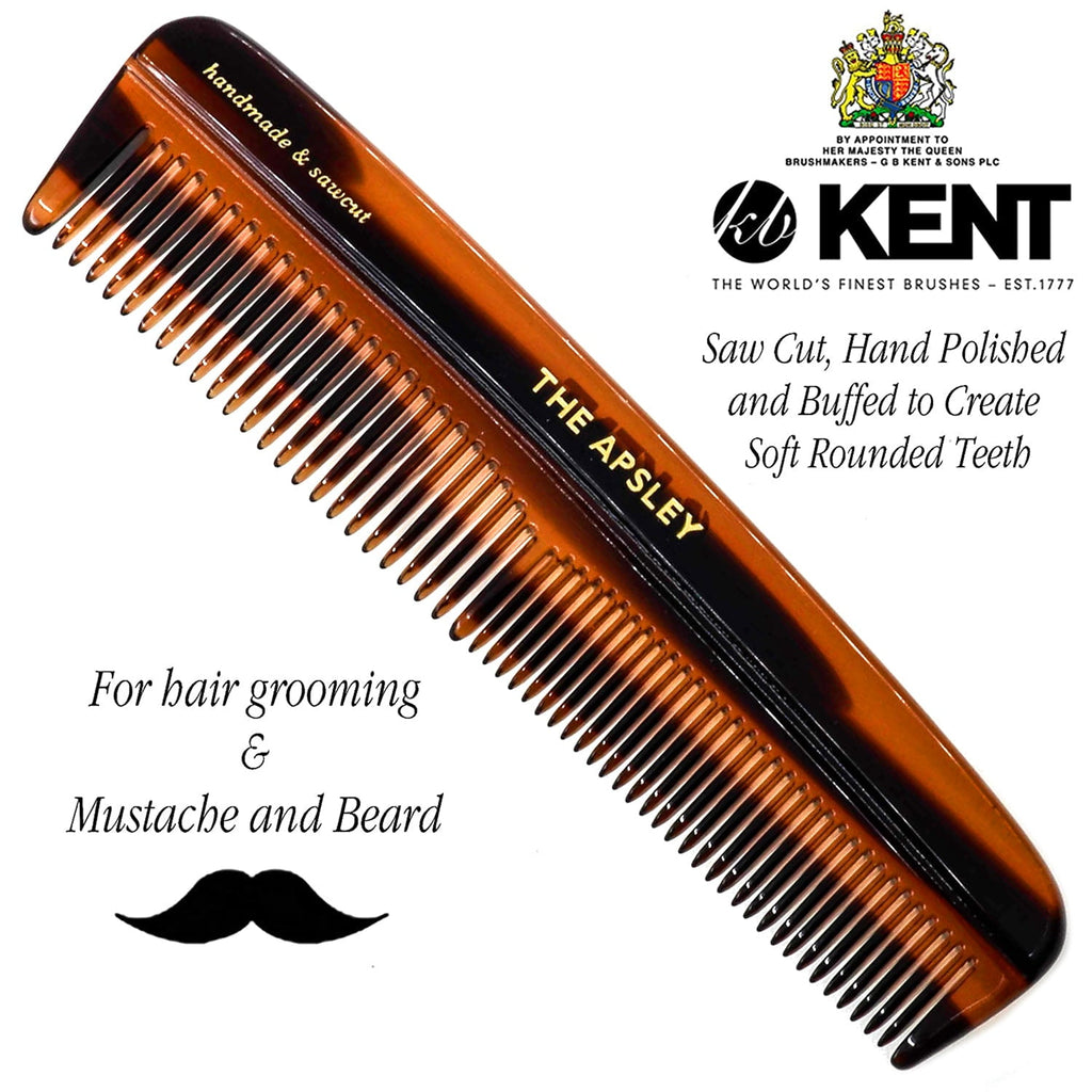 Kent R7T Fine and Wide Tooth Hair Comb, Handmade Pocket Comb for Men, Best Beard Comb and Mustache Comb for Everyday Grooming and Styling, S - Image 5