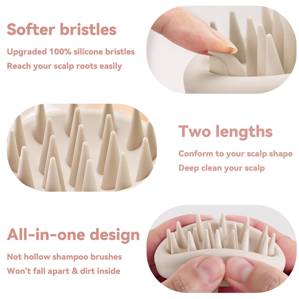 Hair Growth, Exfoliator for Dandruff Removal & Relaxation, Shampoo Brush Fit Wet Dry Hair Use, Beige - Image 3