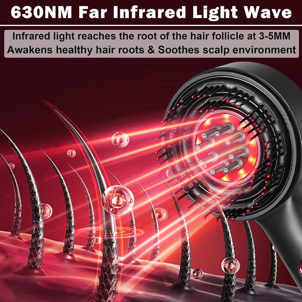 3-in-1 Comb for Men with 630nm Red Light Therapy, Scalp Massager Brush, Oil Applicator, 72 Teeth & 8 Roller Balls, Re... - Image 4