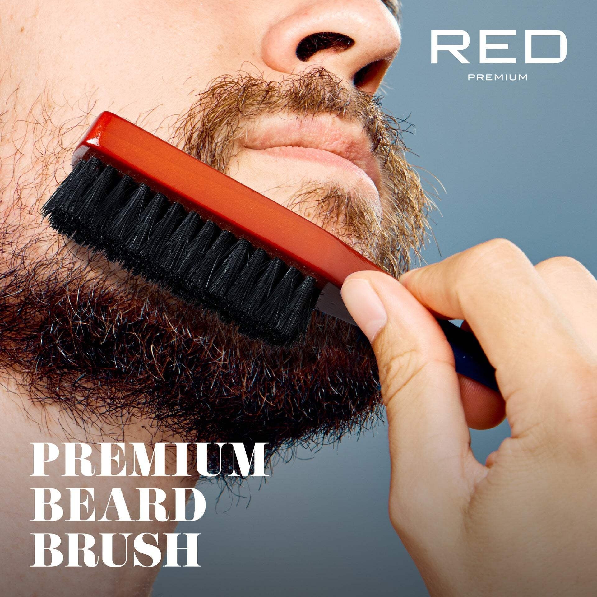 RED with 100% Natural Boar Bristles for Men, Premium Wooden Brush, Beards Mustaches Grooming Shaving Comb, Tame and S... - Image 2
