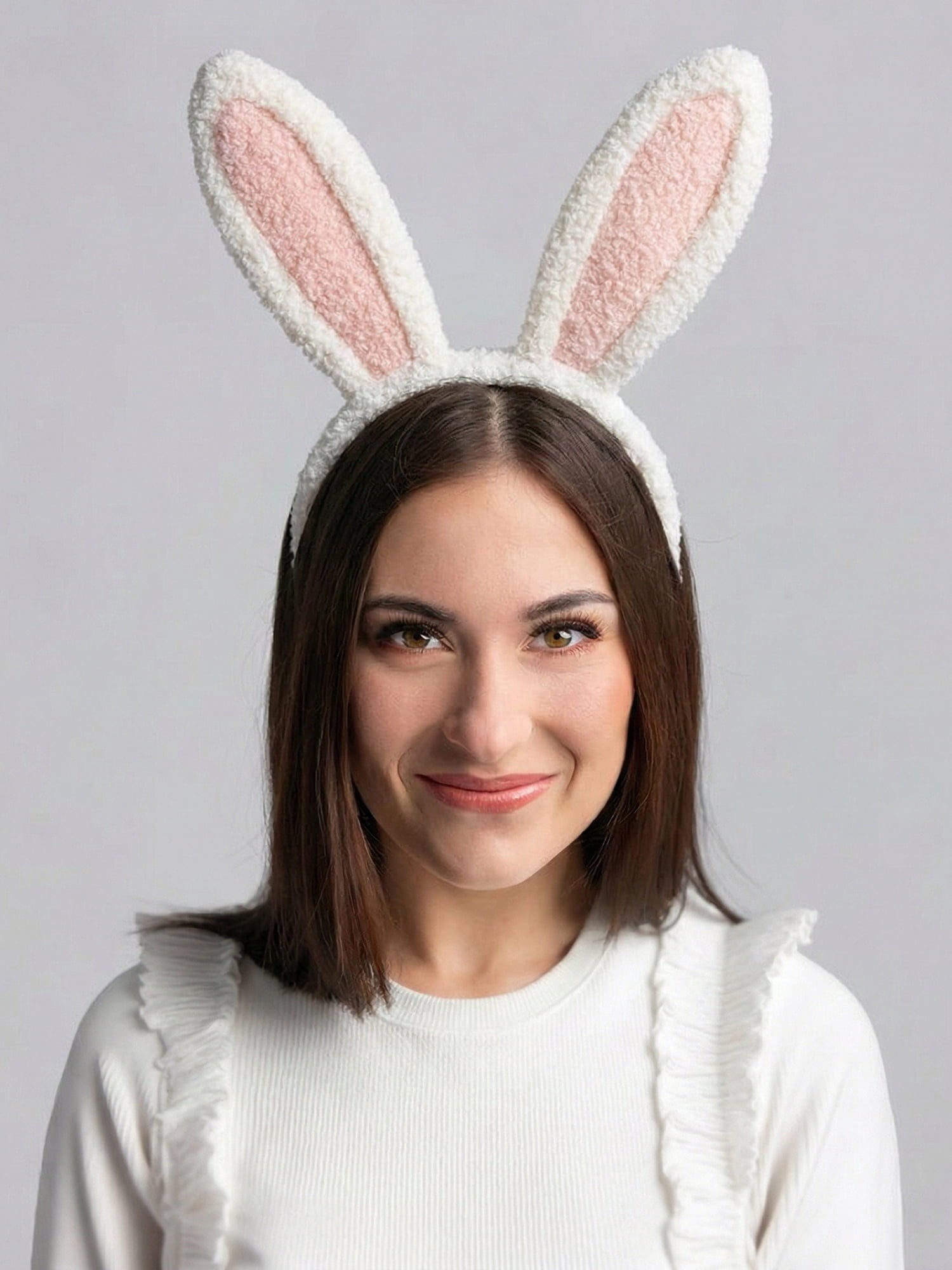 to Celebrate Easter Plush Ivory and Pink Bunny Ear Headband, 1 Piece - Image 2