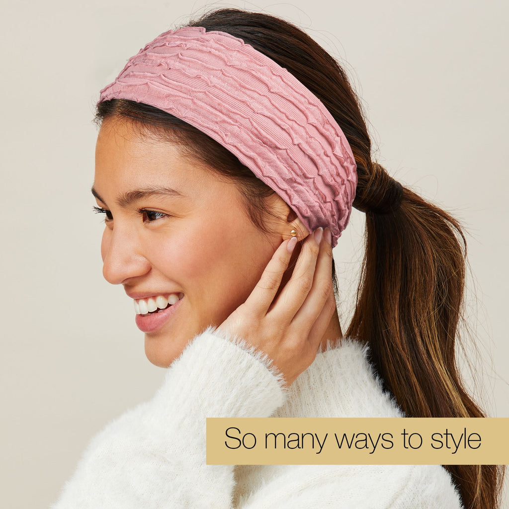 x Wide Textured Headwrap Headband, Pink, 1 count - Image 5