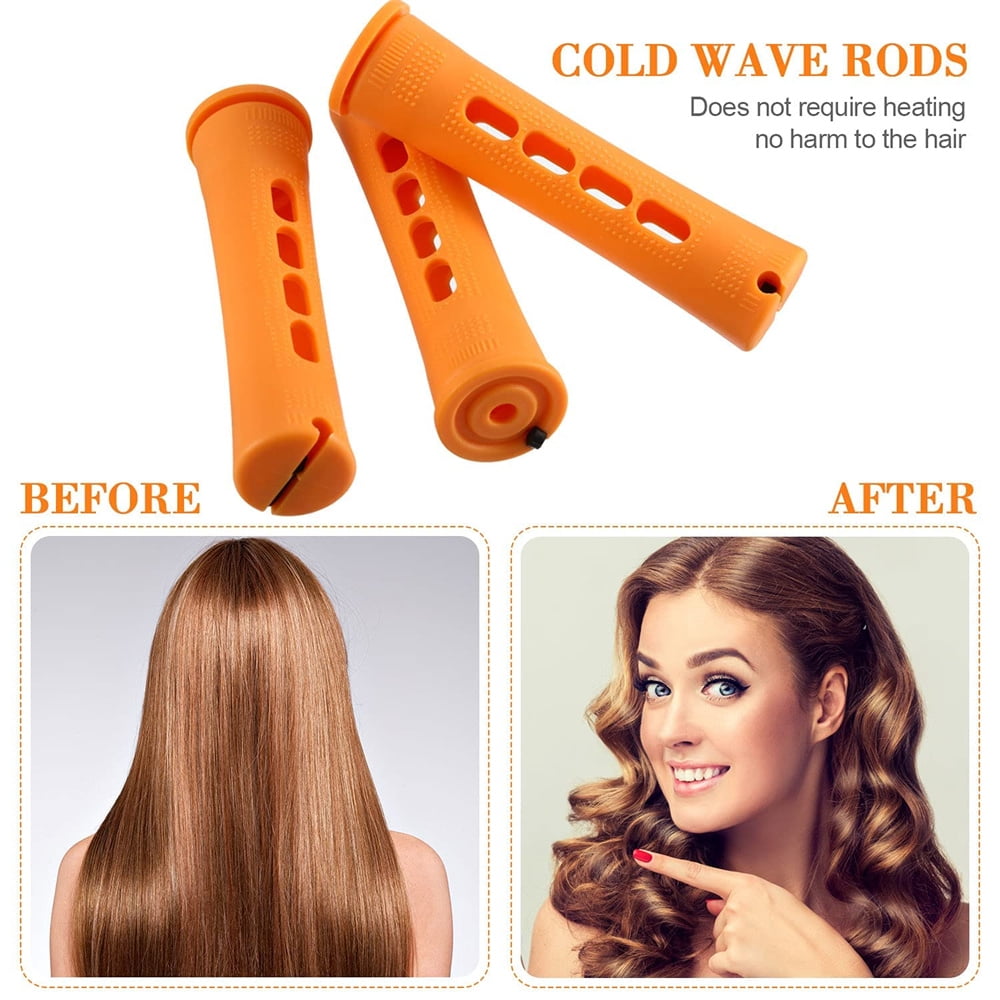 40pcs Rods Set for Natural Hair Plastic Cold Wave Rod Non-Slip Hair Rollers 0.87 Inch Orange Rods for Long Short Hair... - Image 3