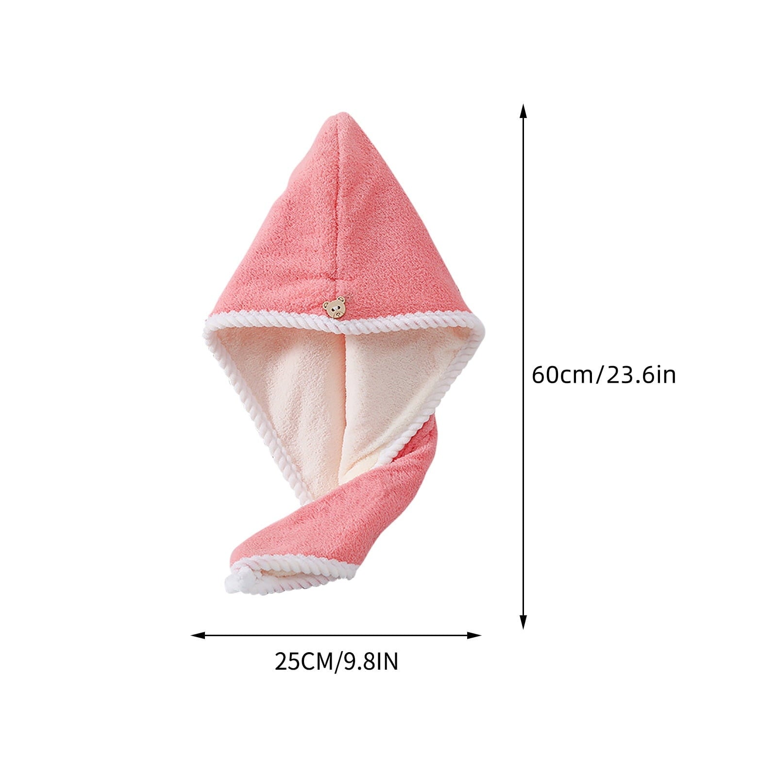 Towel Wrap, Turban with Button, Head Towel for Curly Wet Drying for Women, Quick Dry Bath & Shower Towel(Pink) - Image 3