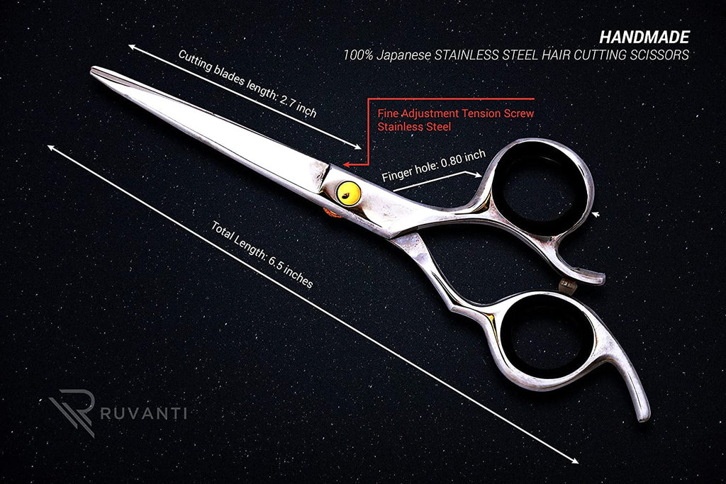 Ruvanti Left Handed Hair Cutting Scissors 6.5” - Professional Shears, Barber ,Sharp Hairdressing Haircut Scissors for Men/Women - Image 5