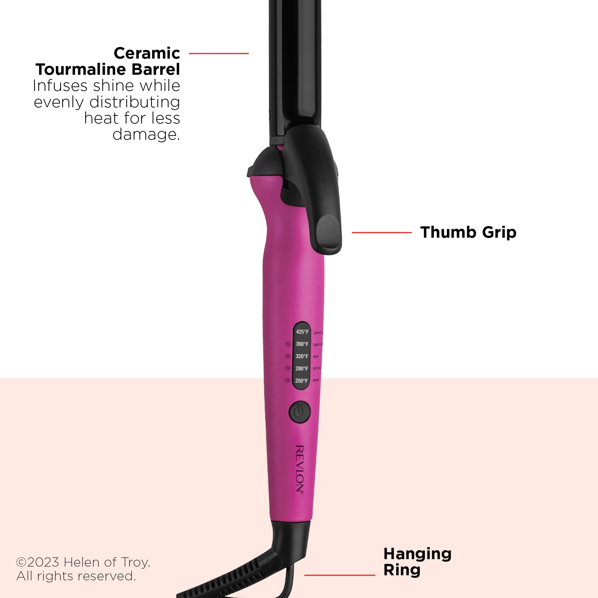 Revlon Easy Heat 1" Precision Curling Iron, Pink - Image 5