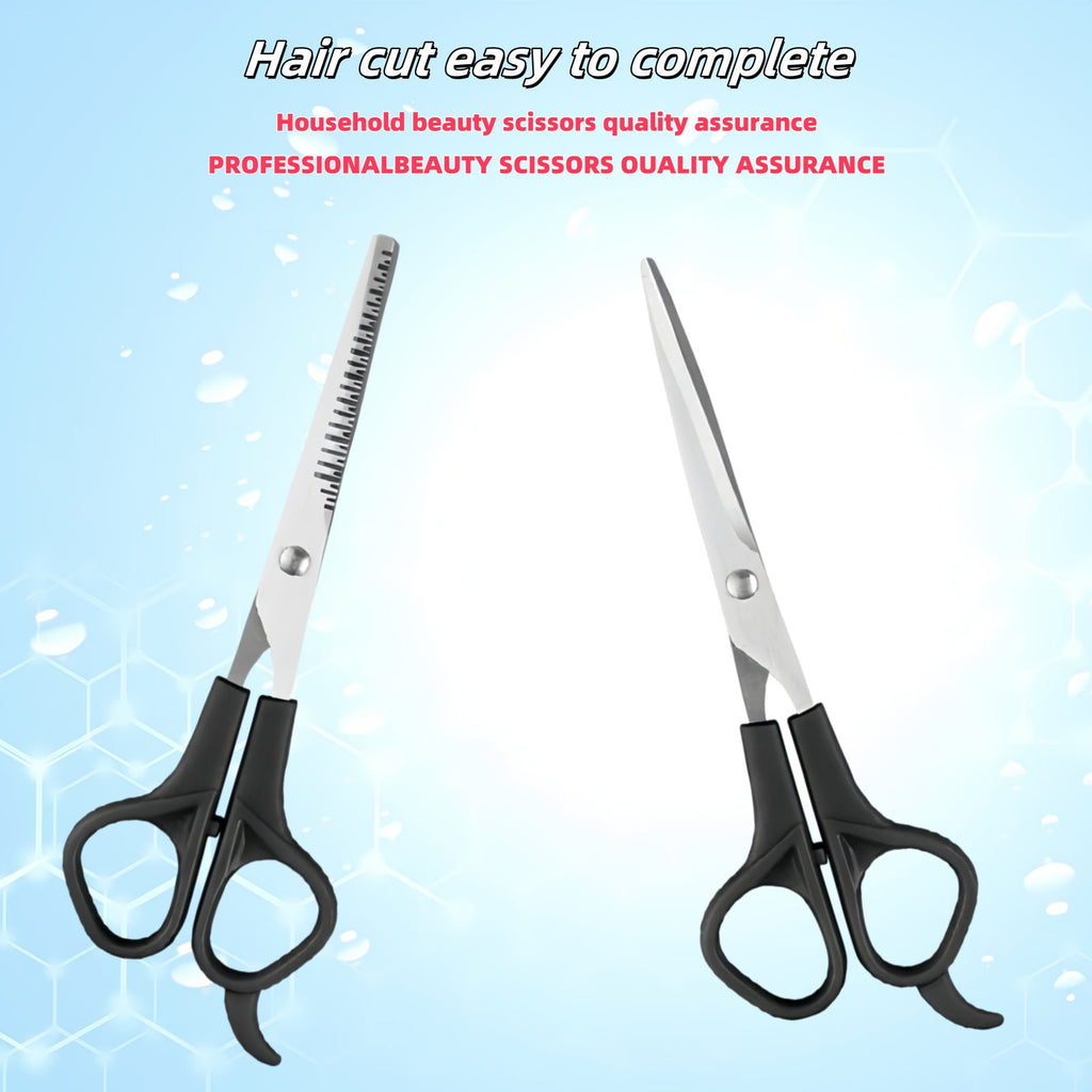 Hair Cutting Scissors Set 3pcs (Straight+Thinning+Comb) Stainless Steel Home Grooming - Image 6