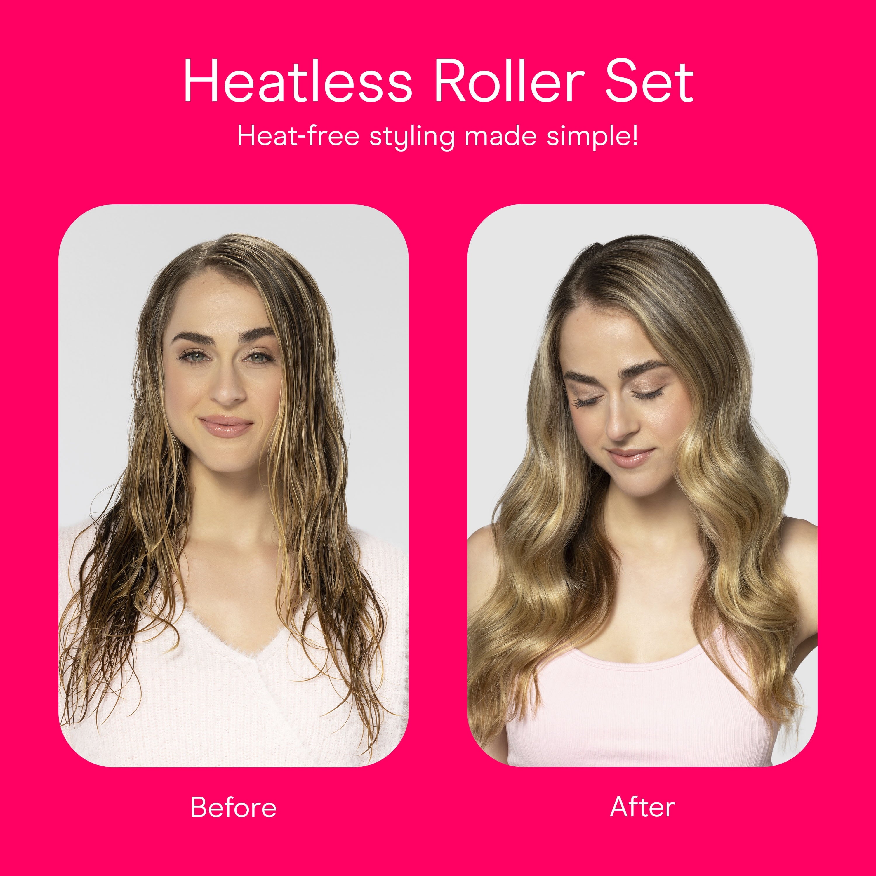 Conair Heatless Satin Roller Set with Clips and Hair Ties for Overnight Curls - Image 5