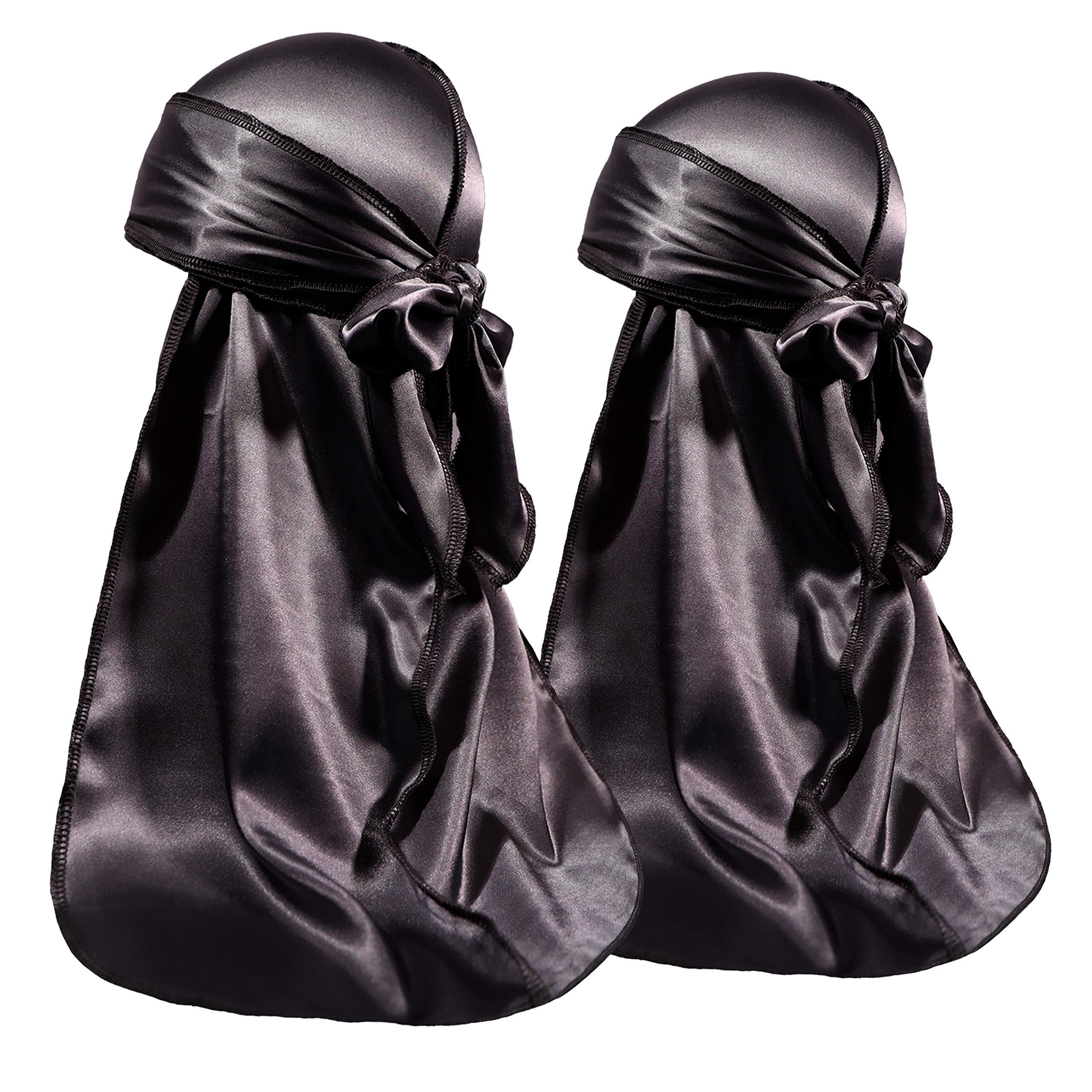 2 Durag Pack for Men Women Waves, Premium Satin Deluxe Du-rag