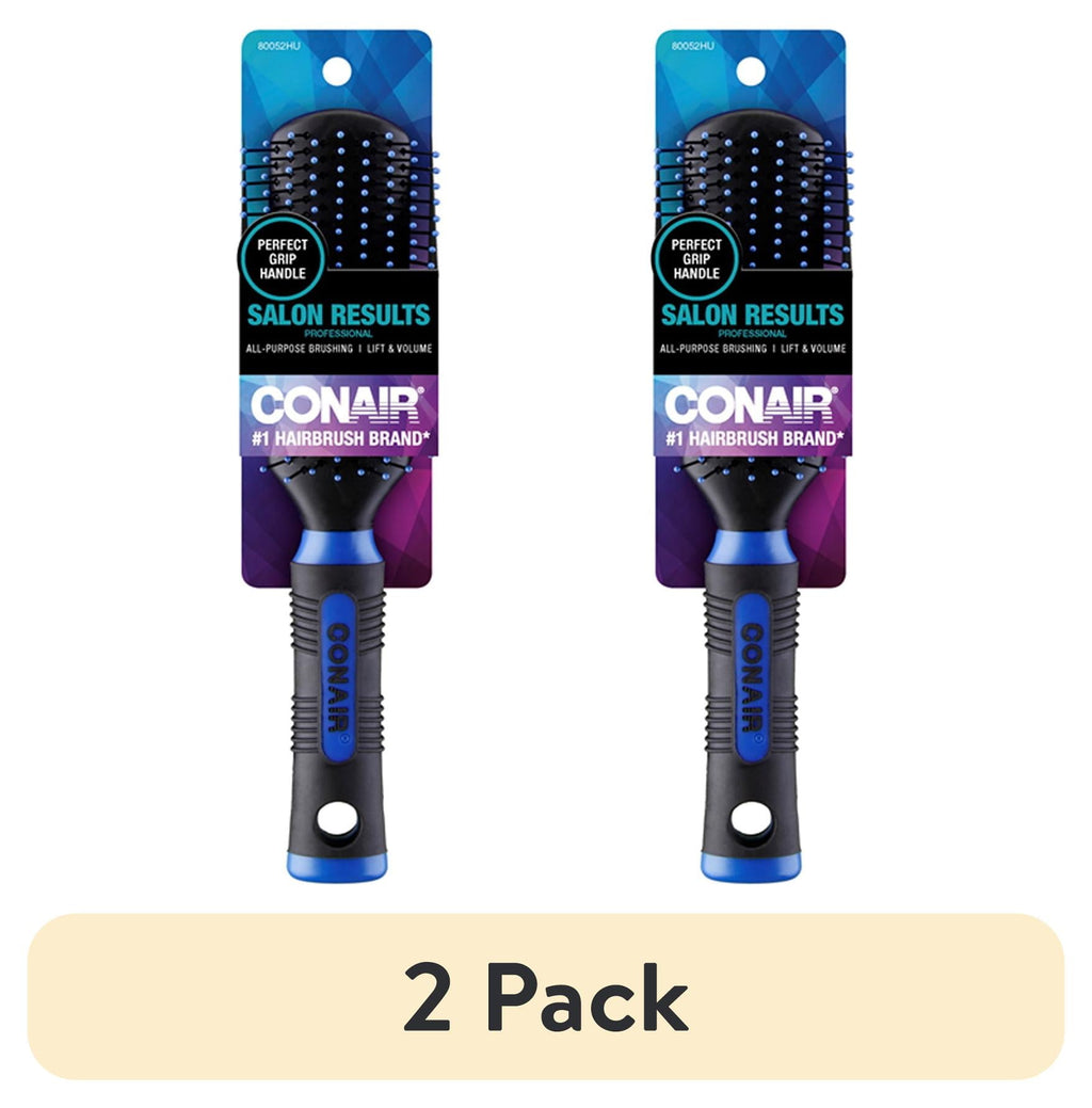 (2 pack) Conair Grip & Shape Nylon Bristle All-Purpose Hair Brush, Colors Vary