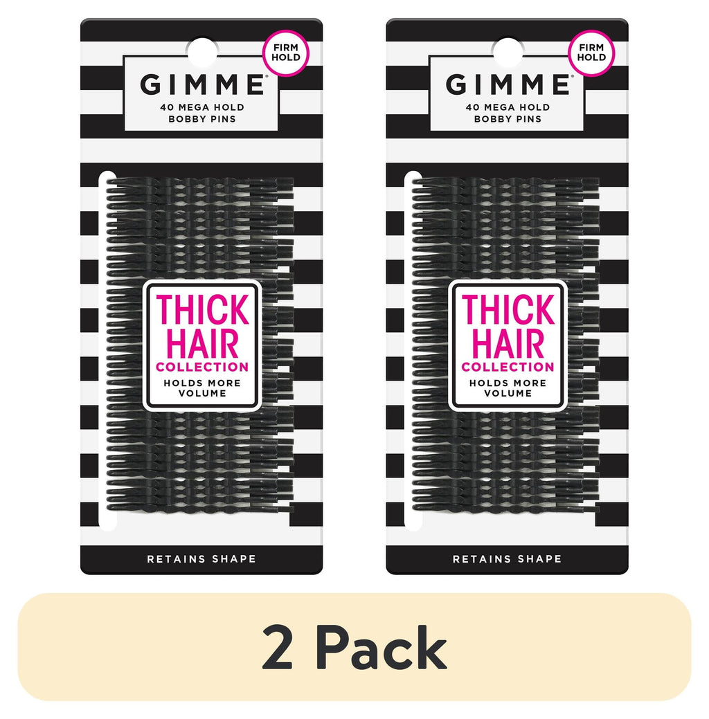 (2 pack) Gimme Bobby Pins, Secure Hold Hair Pins for Thick Hair, Black, 40 Count